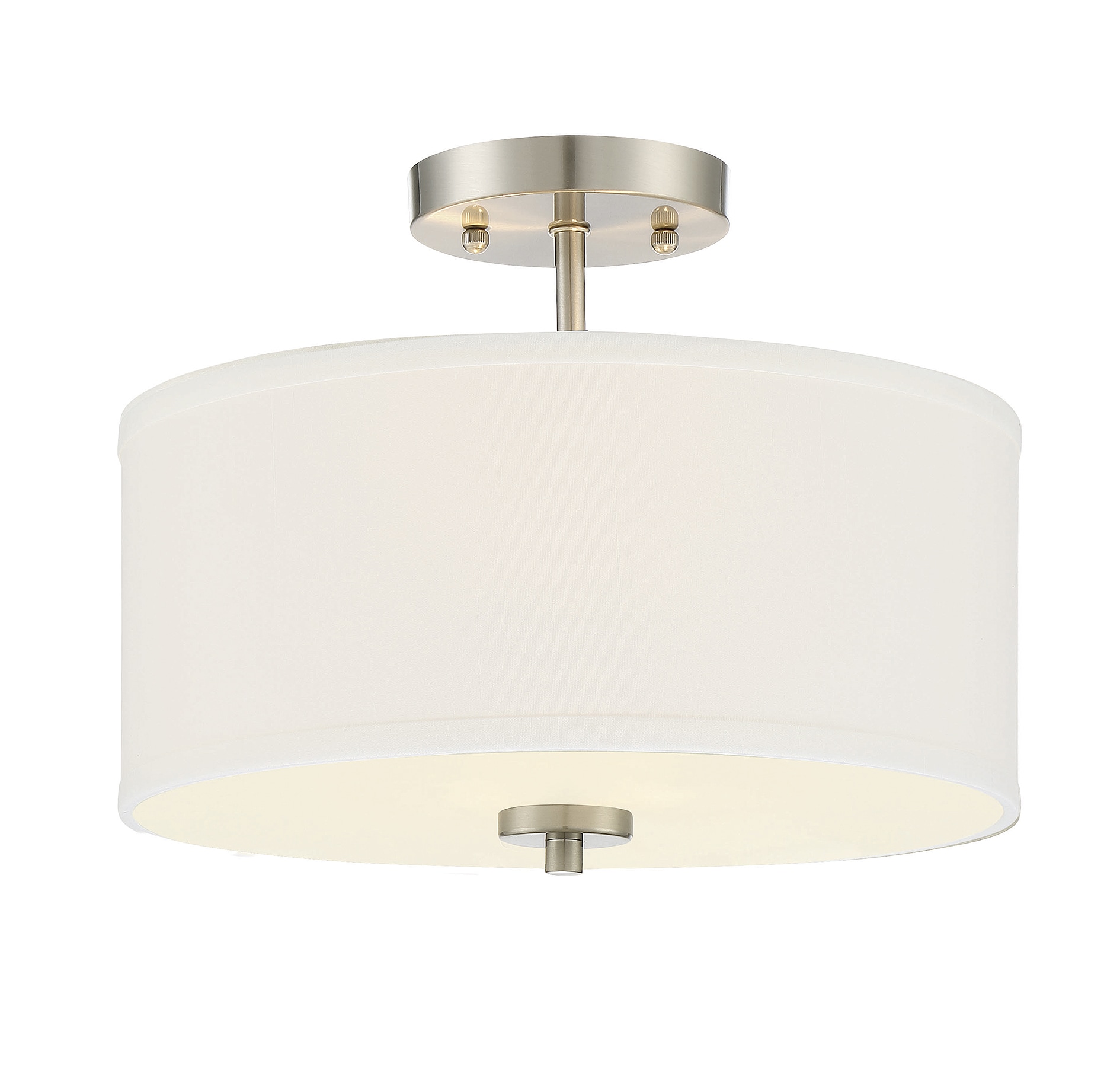 Brushed Nickel 2-Light Drum Semi-Flush Ceiling Fixture