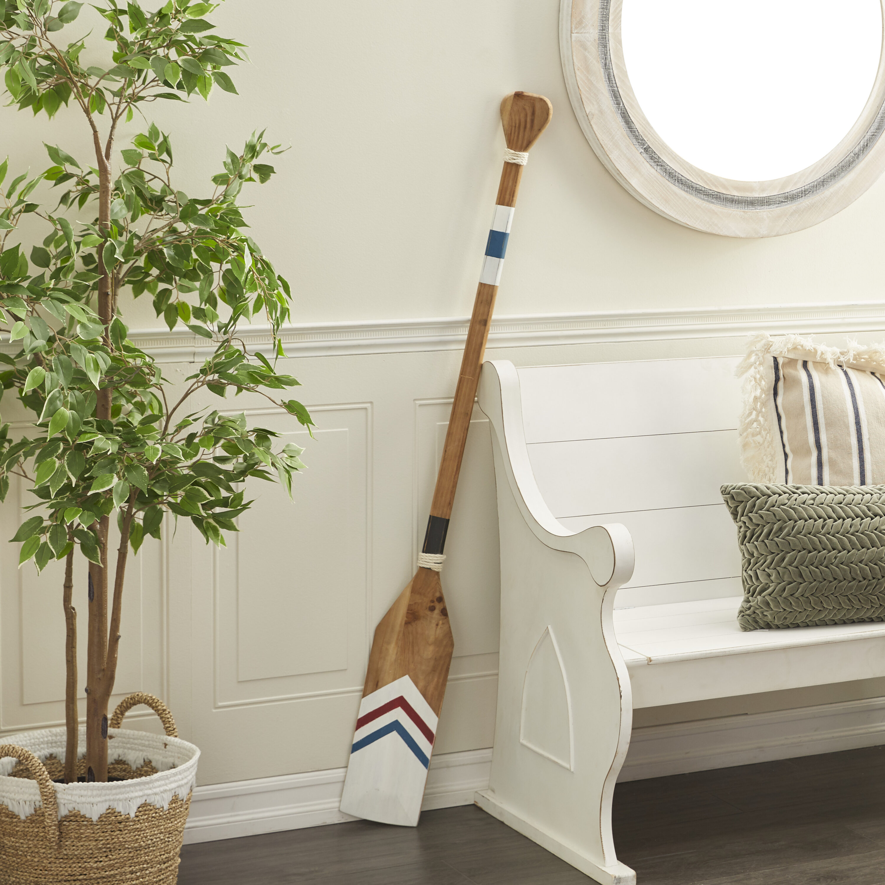 Grayson Lane 43409 7-Inches W x 58-Inches H Wood Novelty Canoe Oar with Arrow and Stripe Patterns Nautical Wall sculpture