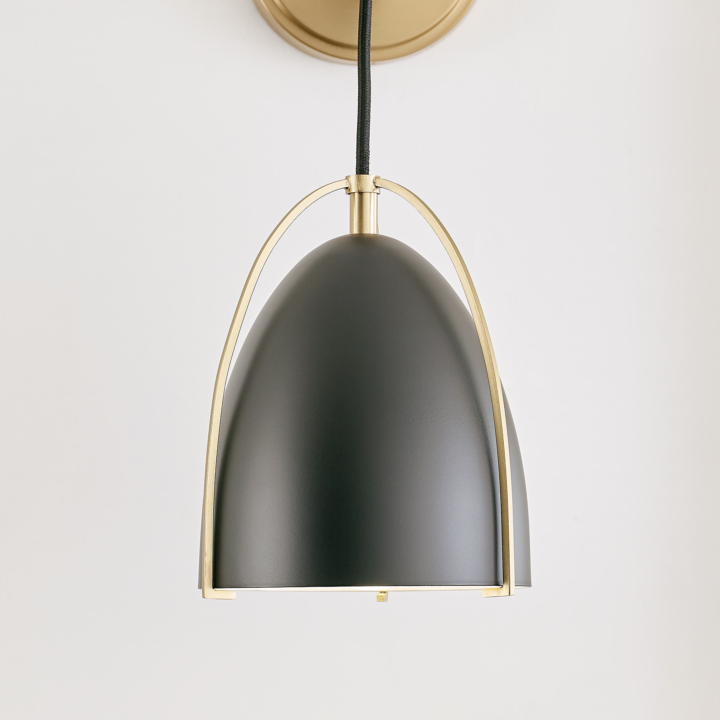 Sean Lavin Satin Brass 1-Light Dimmable Sconce with Midnight Black Steel Shade