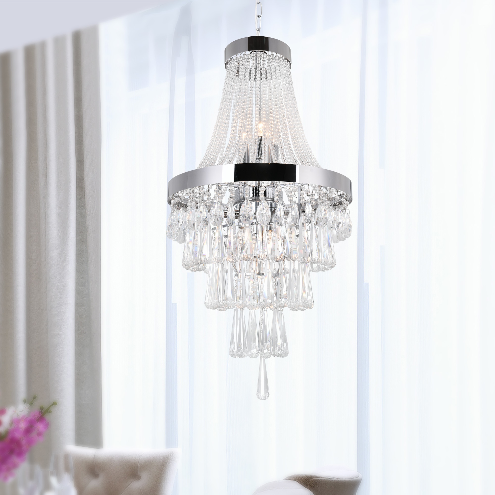 CWI Lighting 5078P16C Vast 6 -Light Chrome Traditional Crystal For Use in Bathrooms, Bedrooms, Dining Rooms, Foyers, Kitchens, Living Rooms Chandelier