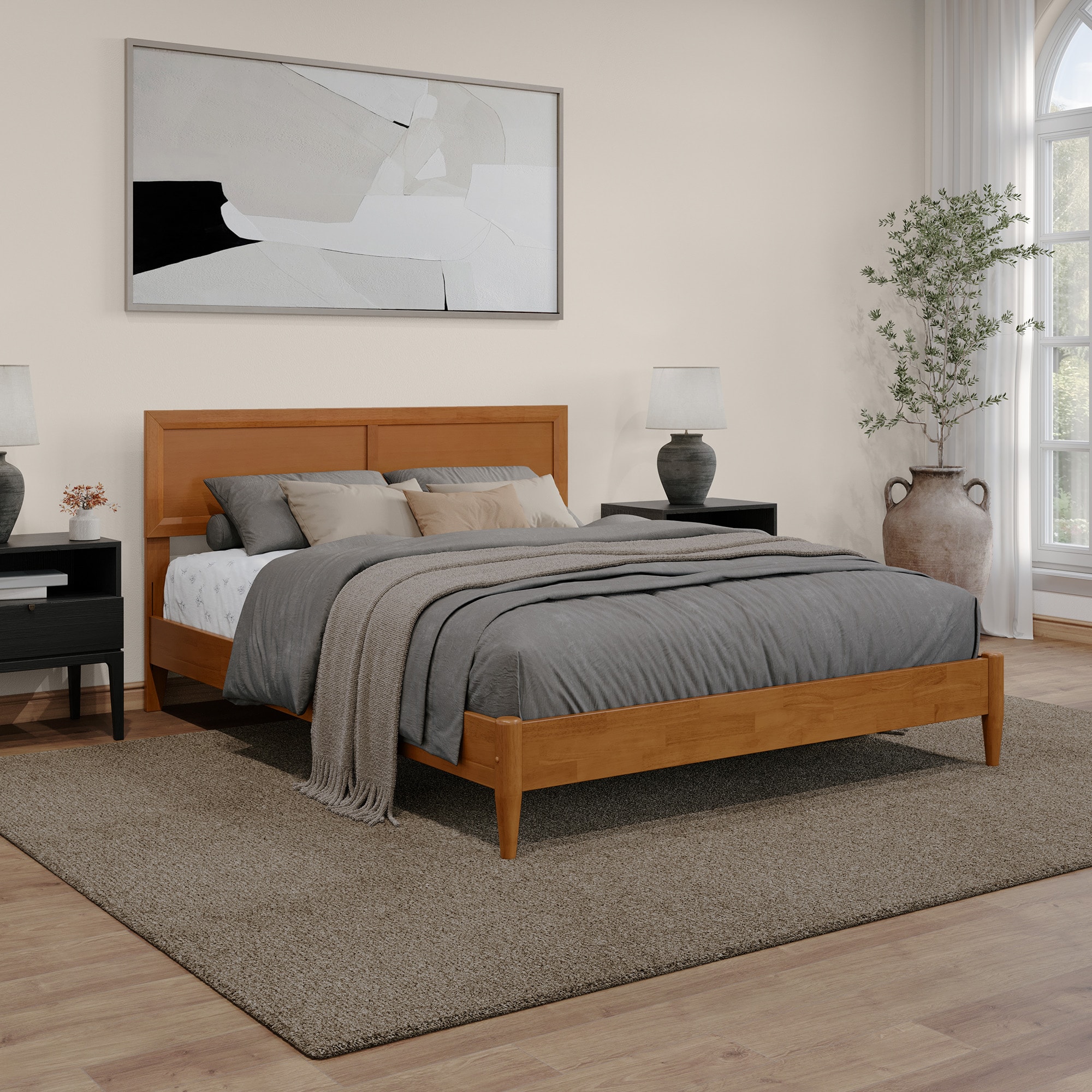 AFI AR847804T Sophia Light Toffee Queen Wood Low-profile Bed