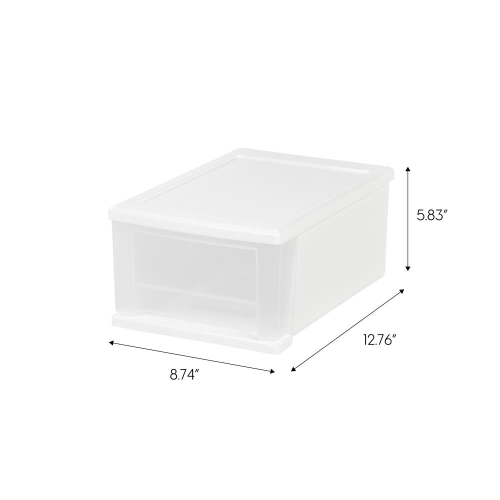 IRIS White Stackable Plastic Storage Drawer 5.83-in H x 8.74-in W x  12.76-in D