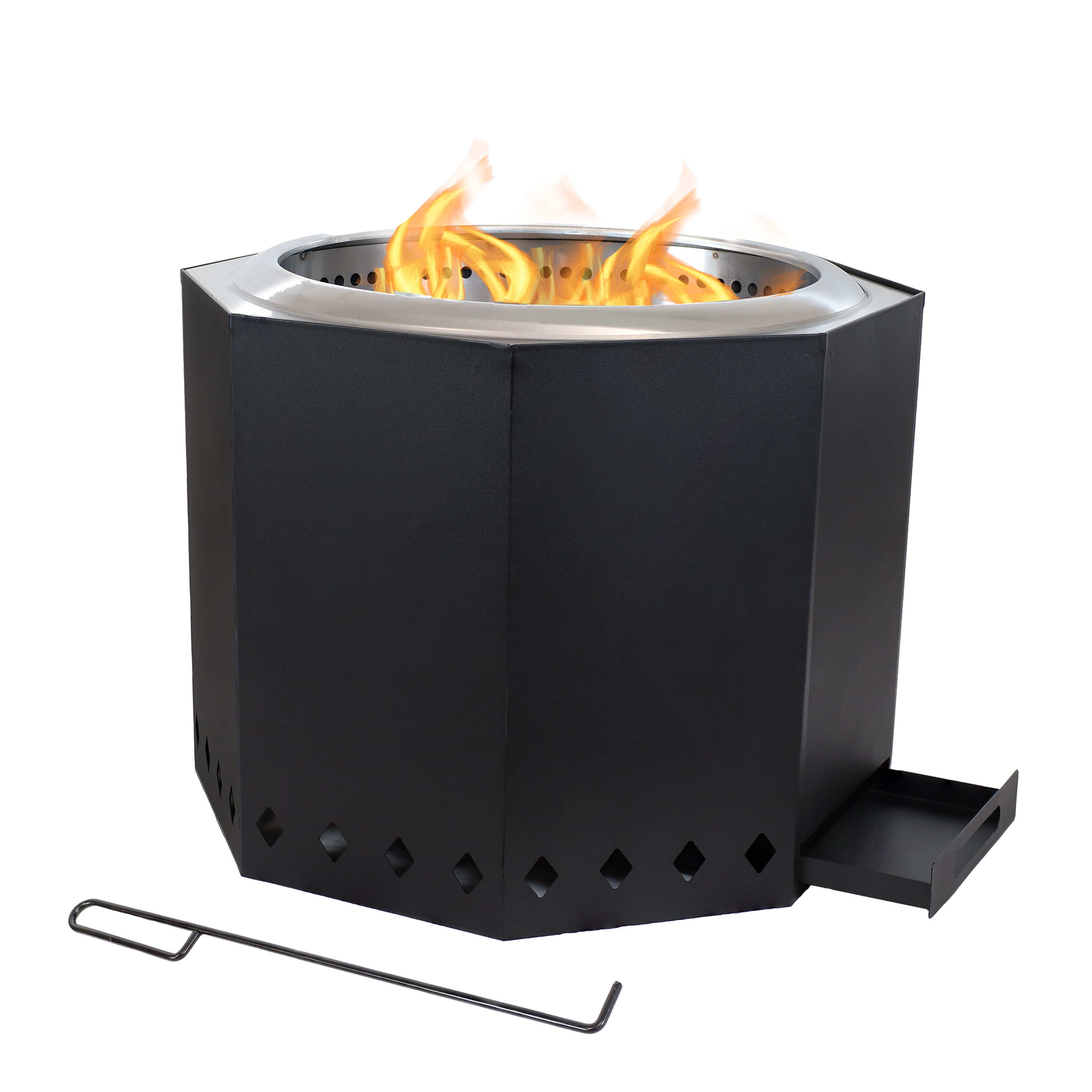 Sunnydaze Black Stainless Steel Smokeless Wood-Burning Fire Pit