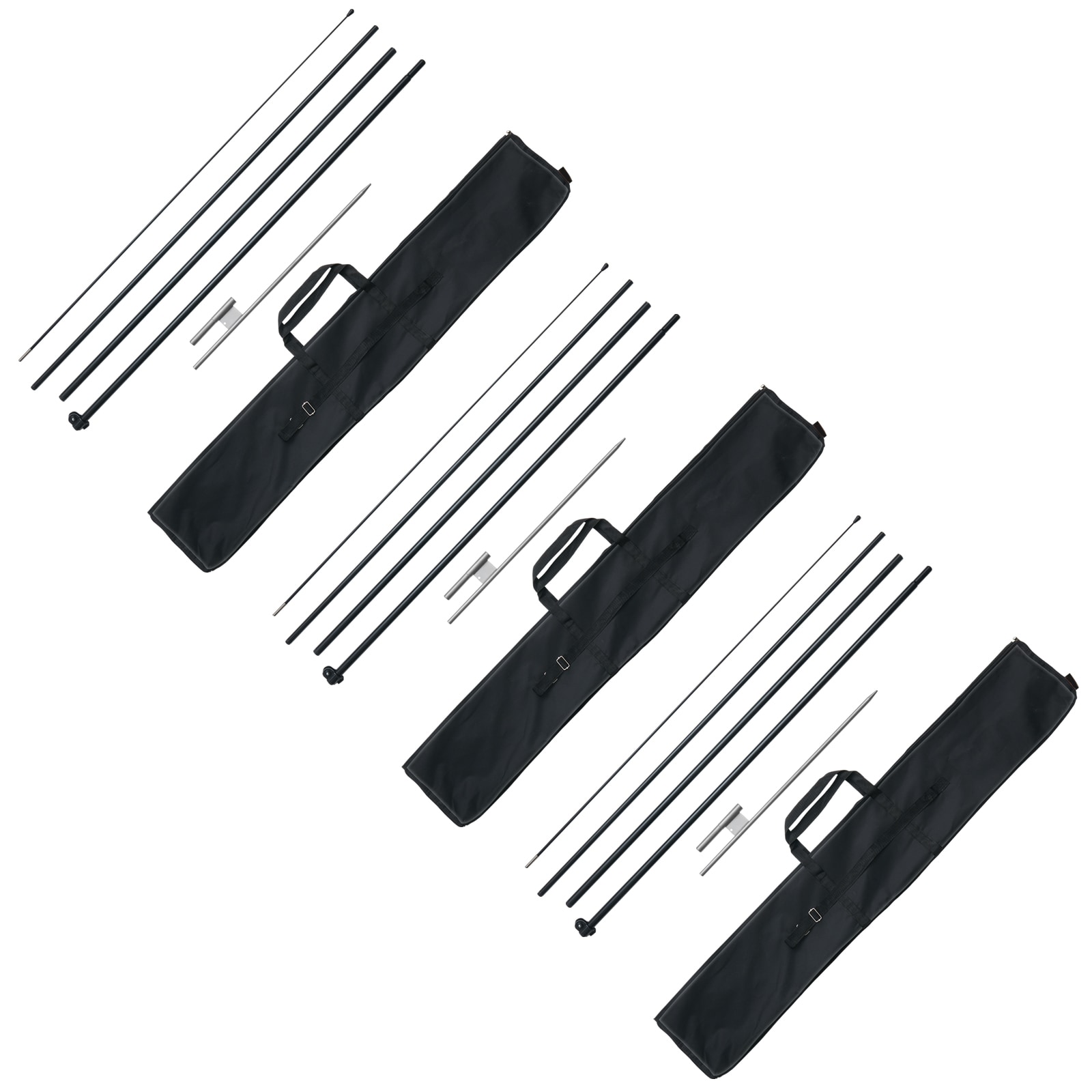 GIVIMO - 16.3-ft Feather Flag Pole Kit 3-Pack with Ground Spikes and Carrying Bag
