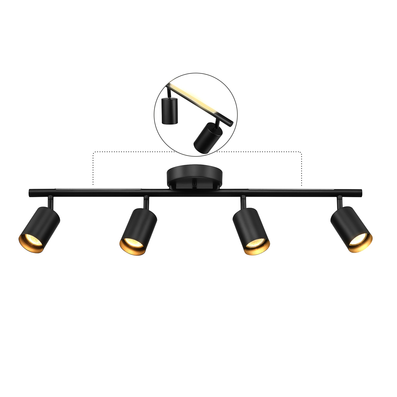 Globe Electric 91011019 30-in 4 -Light Matte Black dimmable Integrated Modern/contemporary Linear Track Lighting Kit with Flat back Pivoting Heads