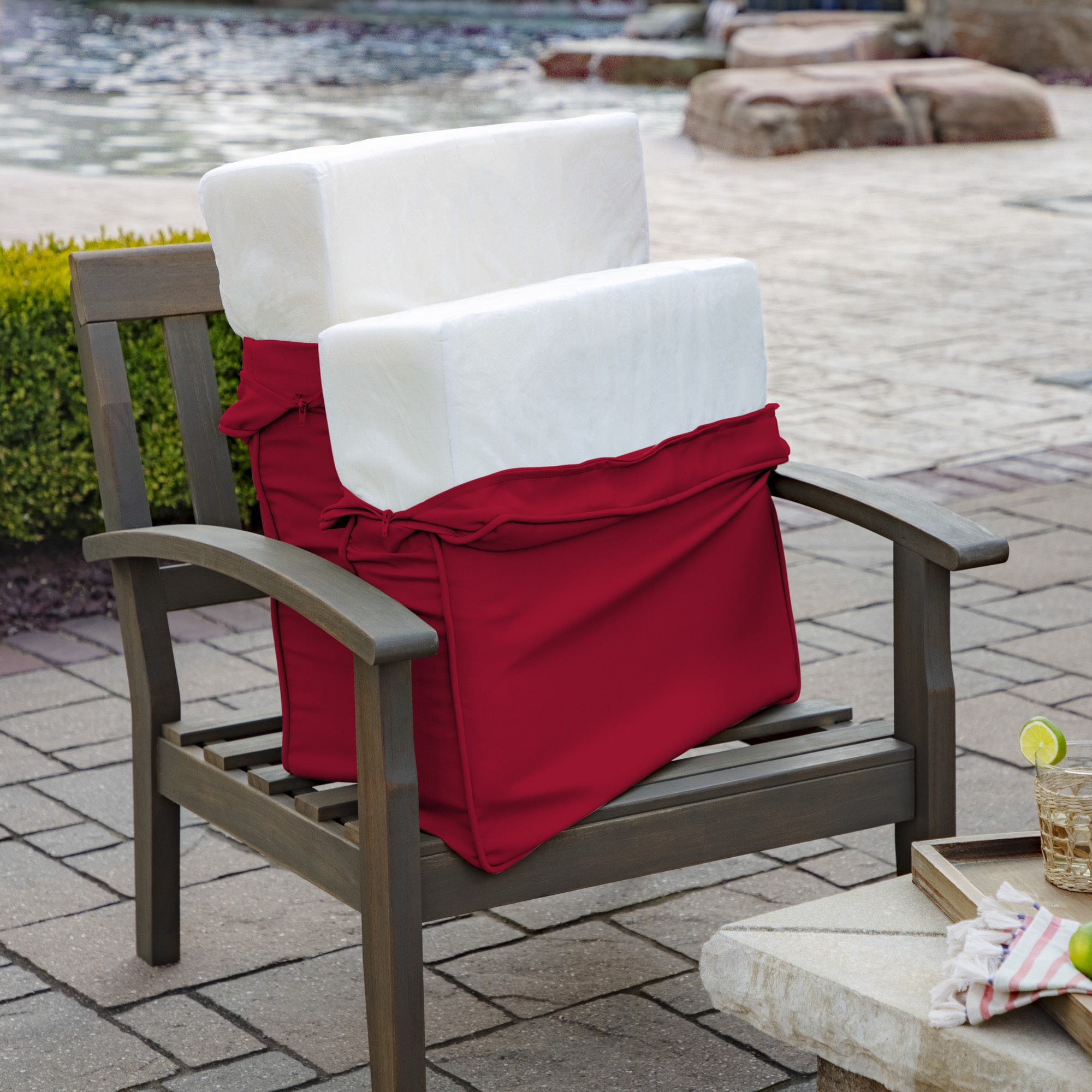 Arden Selections ProFoam 24-in x 24-in 2-Piece Caliente Red Deep Seat ...