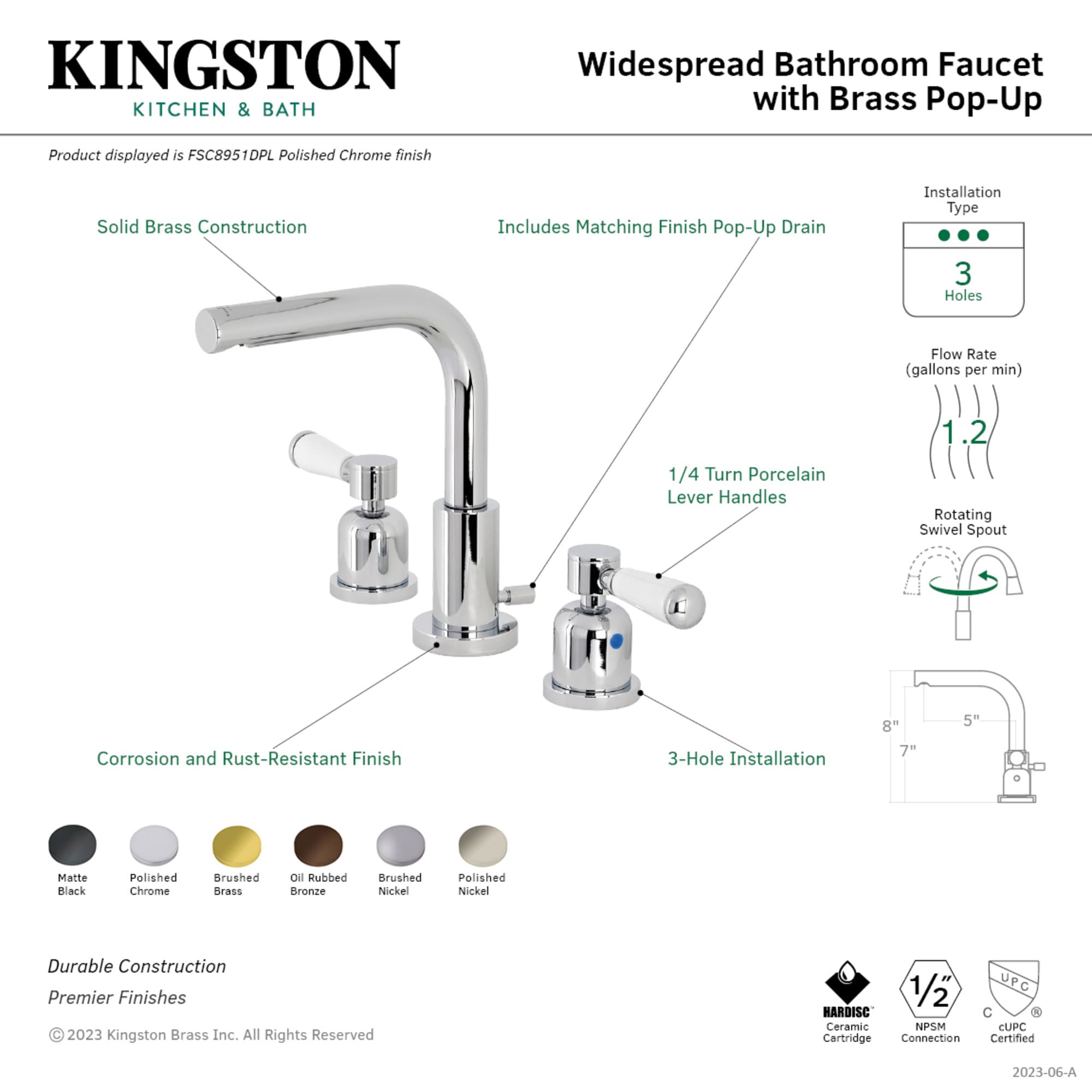 Kingston Brass WLFSC8950DPL Lavatory-Faucets - View #3