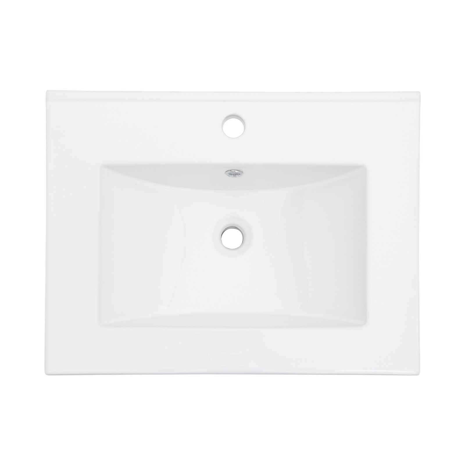 Tatayosi 24 inch x18 inch White Rectangular Single Vanity Top with 1 Faucet Hole and Overflow(Sink Only)