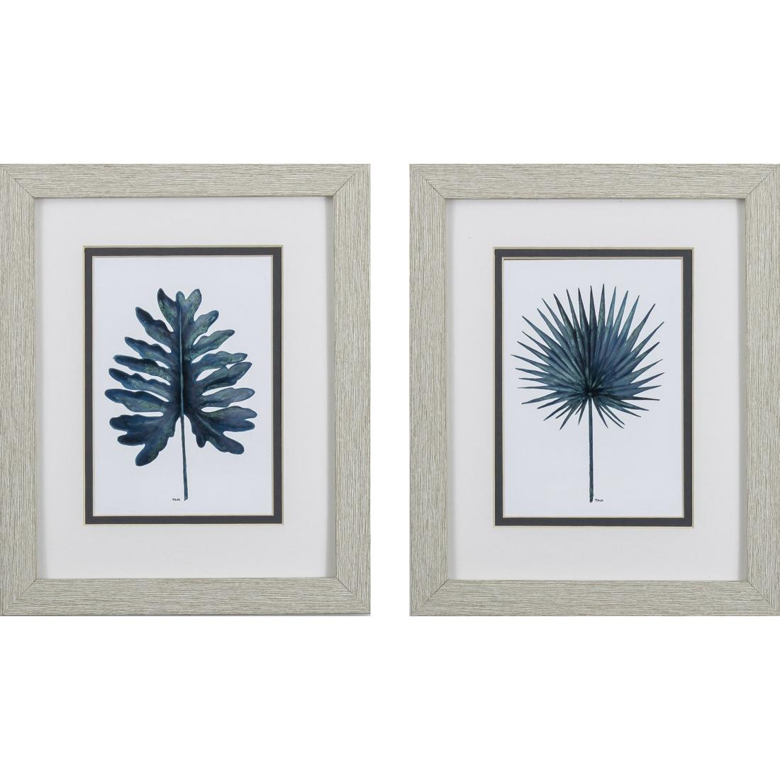 HomeRoots 4000387726 White Wood Framed 11.0-Inches H x 9.0-Inches W Botanical Glass Painting
