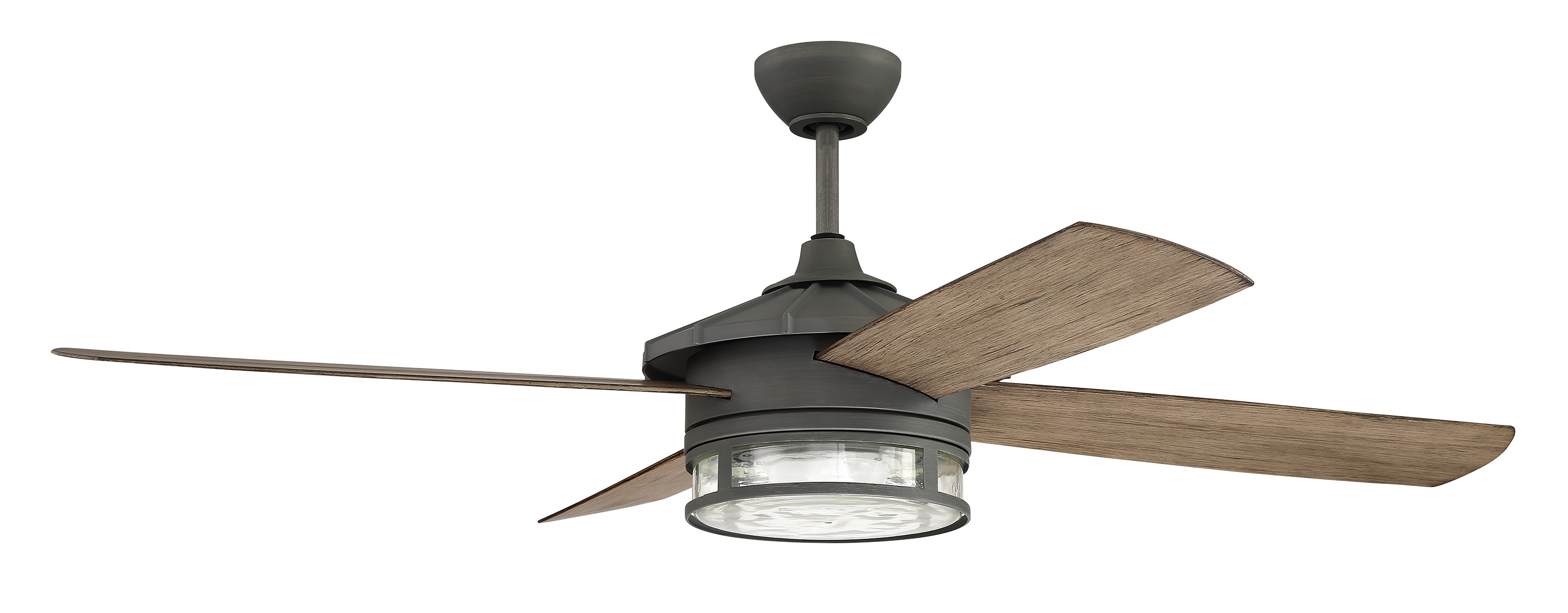 Craftmade STK52AGV4 Stockman 52-Inches Aged galvanized with Driftwood Blades Integrated LED Fixture Indoor/Outdoor Downrod mount Standard Ceiling Fan With Light and Remote ( 4 -Blade)