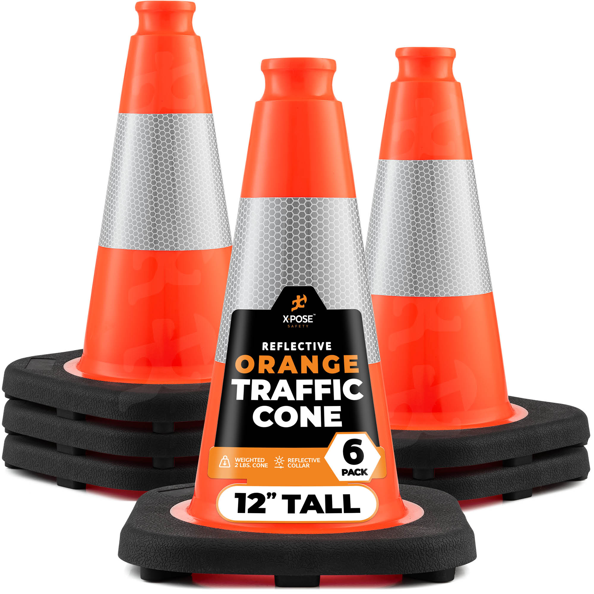 XPOSE SAFETY OTC12-4-6-X-S 6 -Pack 30-in Orange Traffic safety cone
