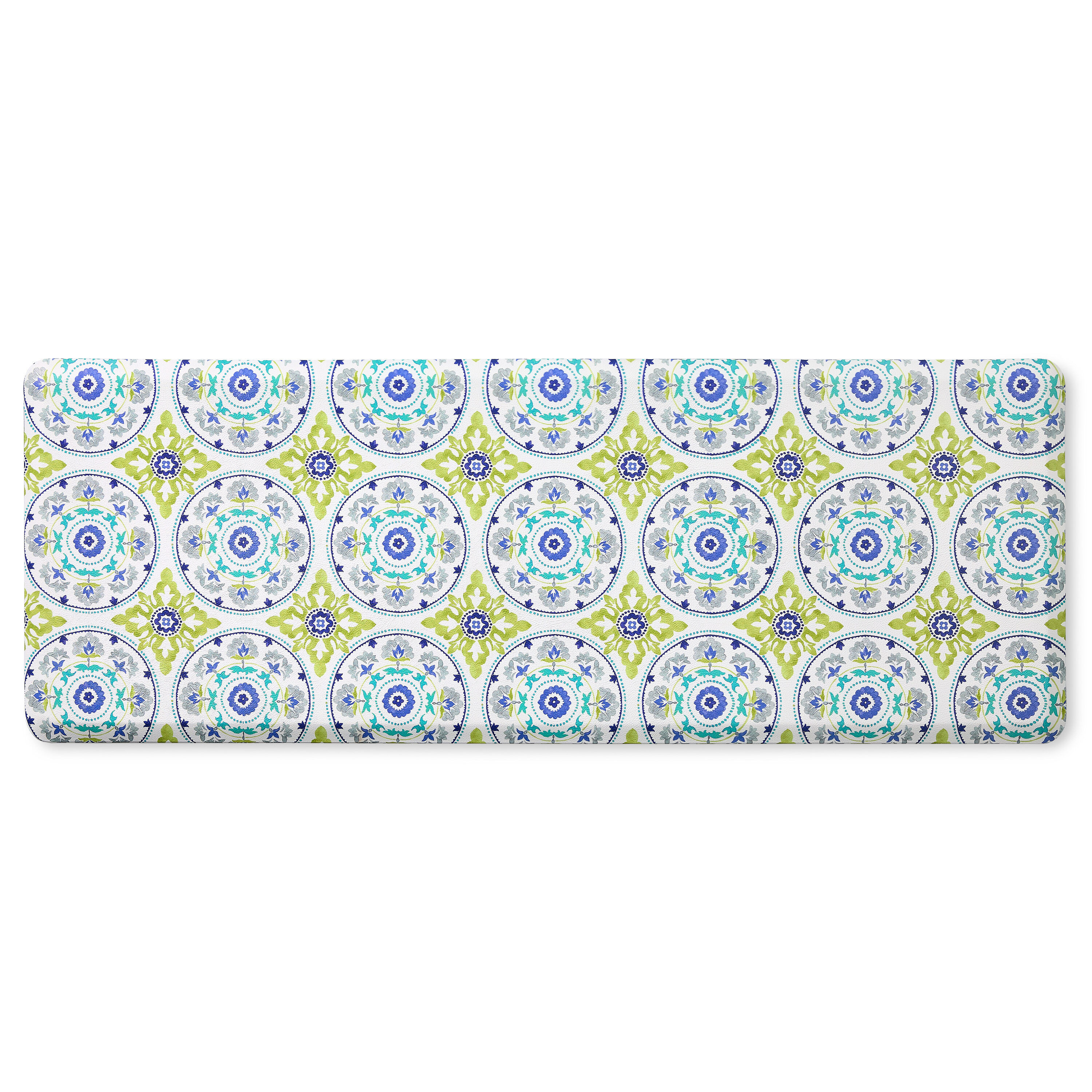 Fiesta 4-E011-336 2-ft x 5-ft Blue/Green/White PVC Rectangular Indoor Decorative Anti-fatigue mat