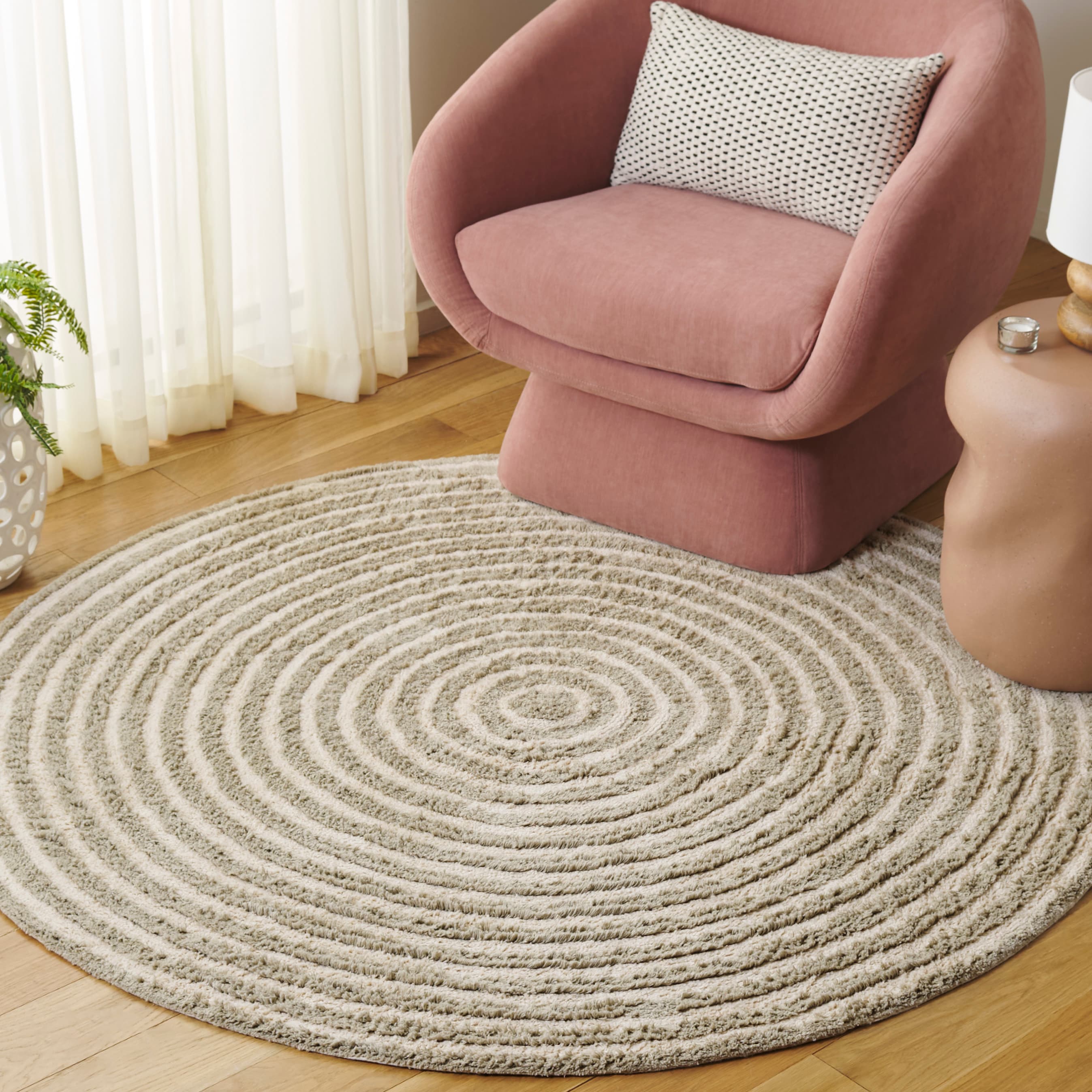  Easy Care 229 Sage/Ivory Contemporary 5ft x 5ft Round Rug