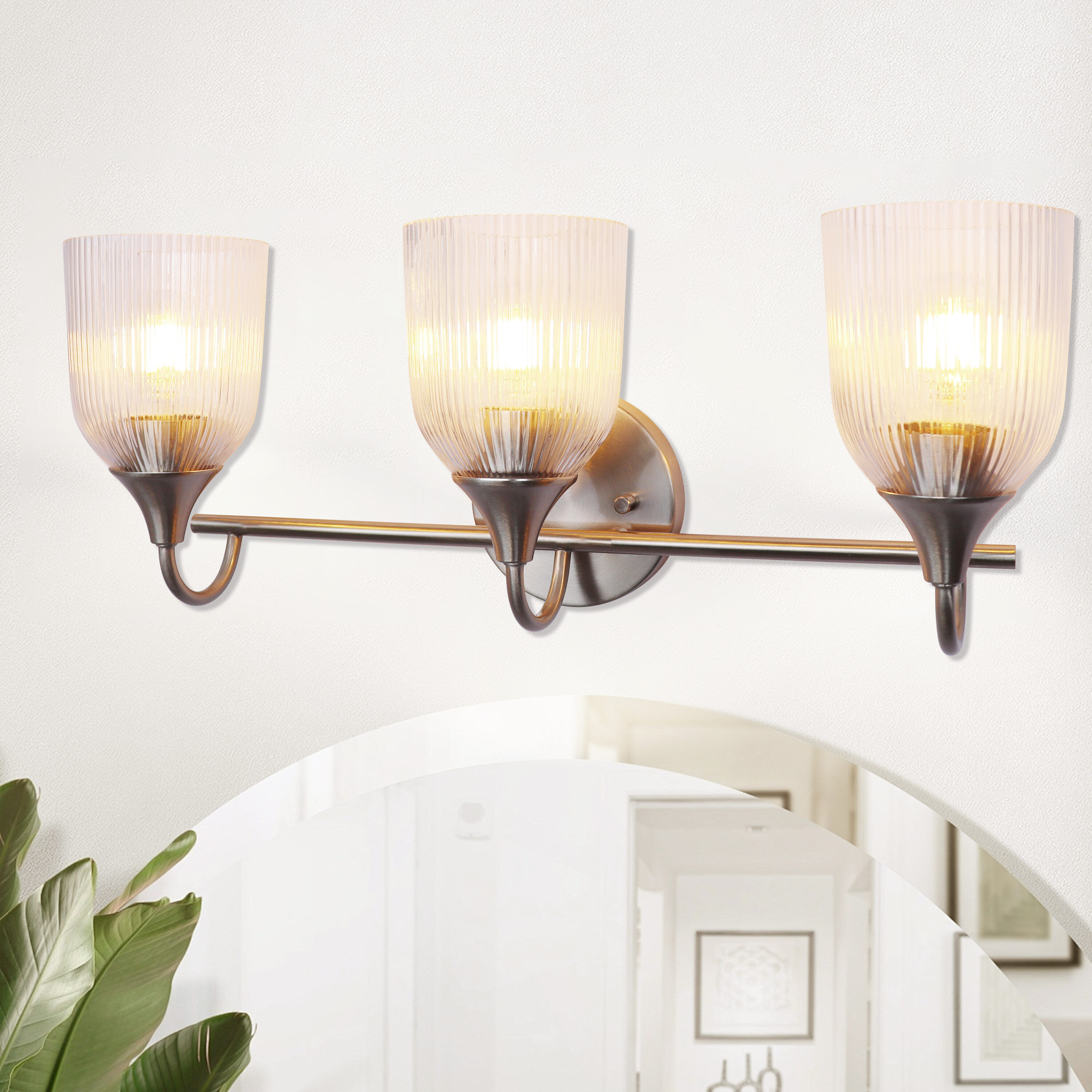  WL093-BN Dura 22-in 3 -Light Brushed Nickel Modern/contemporary Vanity light