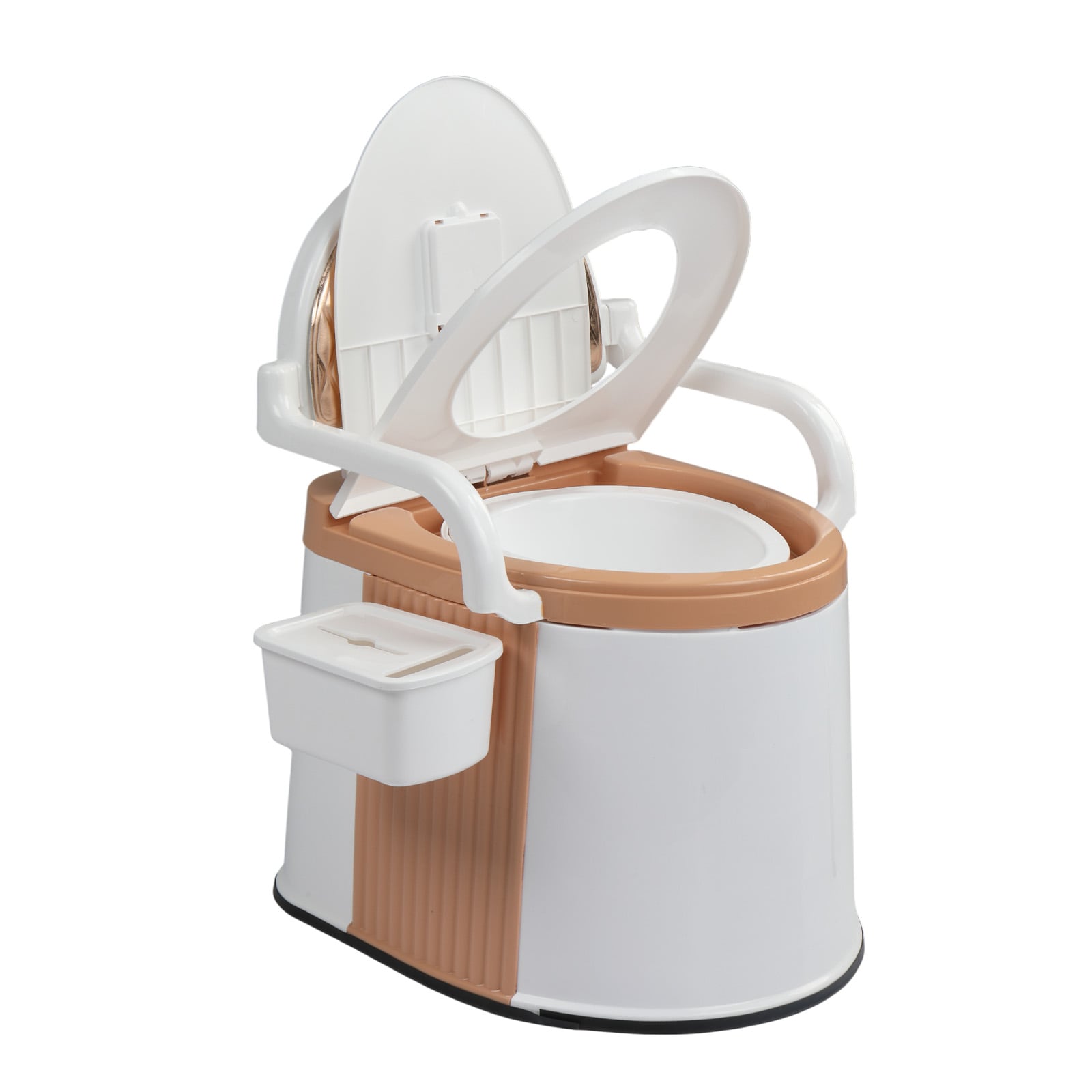 VINGLI Portable Toilet with 5 Gallon Bucket Back and Handrail Design/Camping RV Toilet for Adult Kids Travel Orange