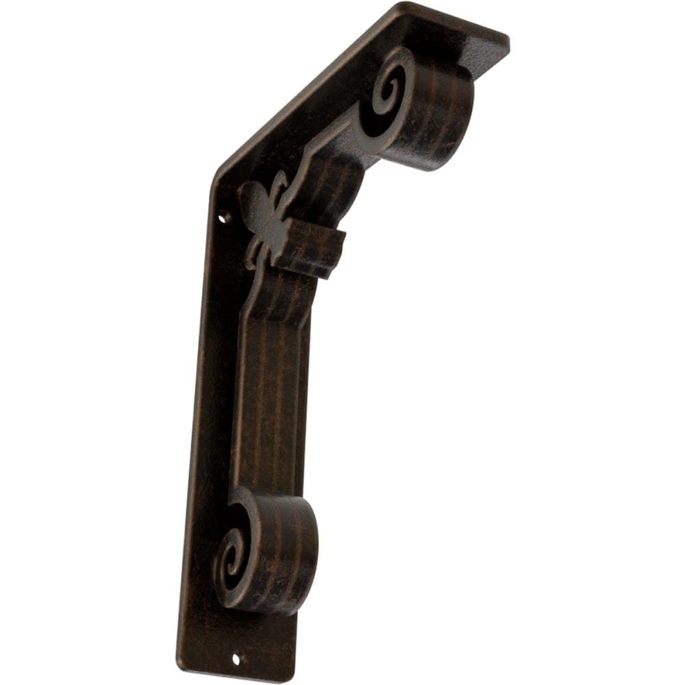 Ekena Millwork BKTM02X05X08TFLABZ Fleur De Lis 5.5-in x 2-in x 8-in Antique bronze Wrought iron Mounting bracket