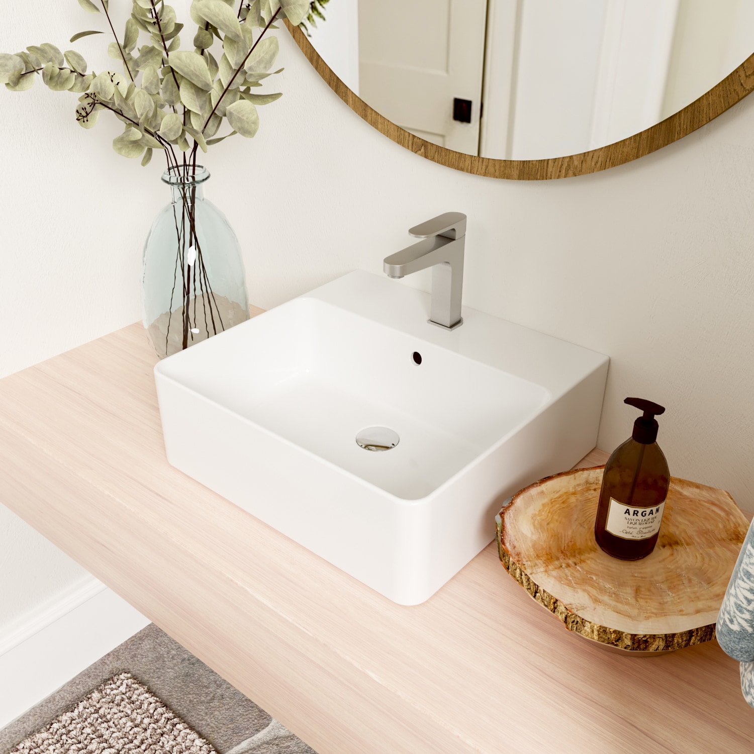 DeerValley DV-1V231 Dynasty Ceramic Wall-mount Rectangular Modern White Bathroom Sink ( 18.11-in x 16.54-in )