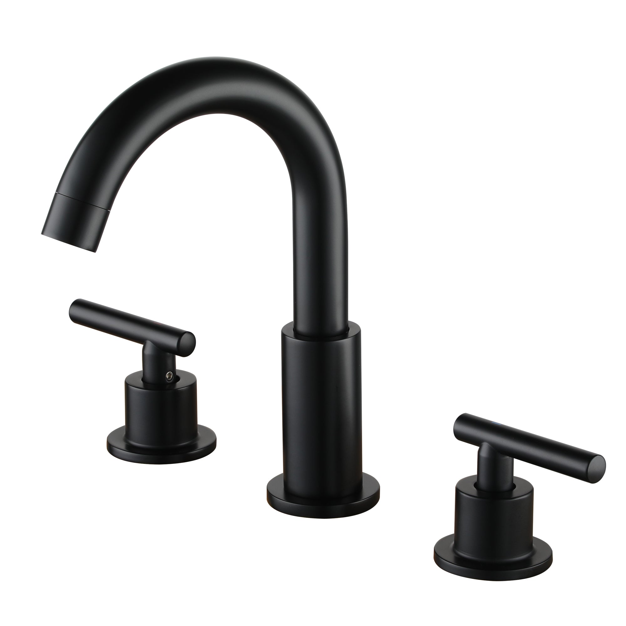 Boyel Living SMD-1515B 8 in. Widespread 2-Handle Mid-Arc Bathroom Faucet with Valve and cUPC Water Supply Lines in Matte Black