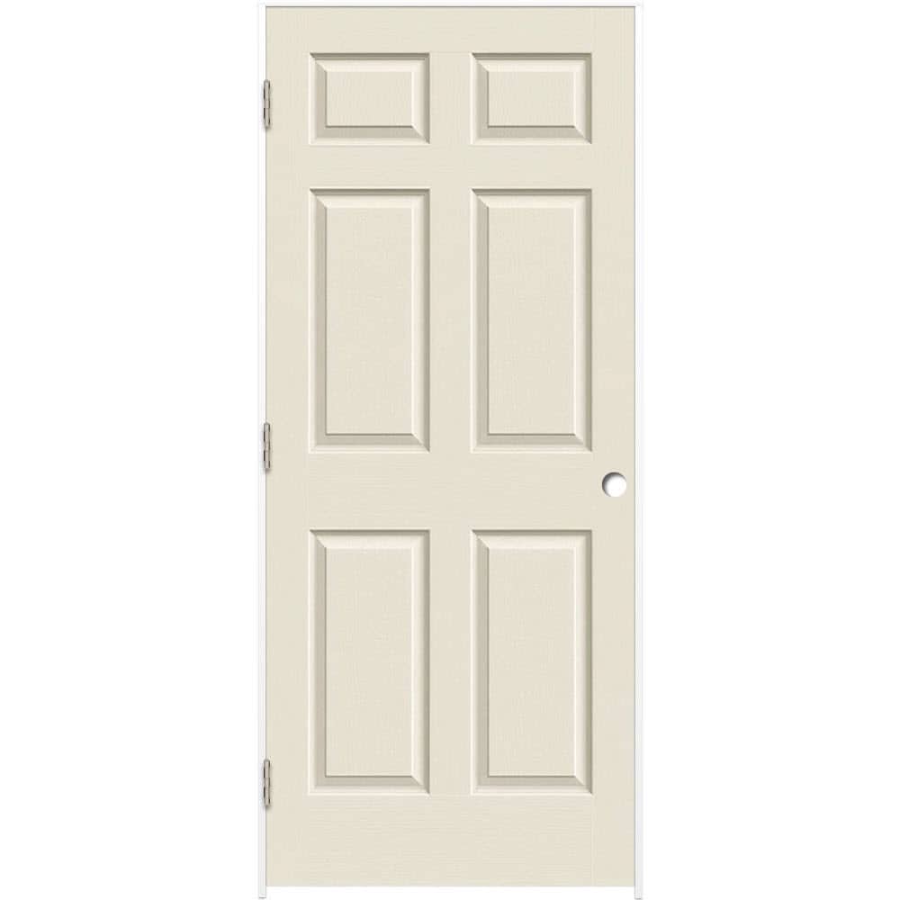 RELIABILT LOE830393 36-in x 80-in Primed Solid core 6-panel Right hand Textured Primed Molded composite Flat Jamb Single Prehung Interior Door