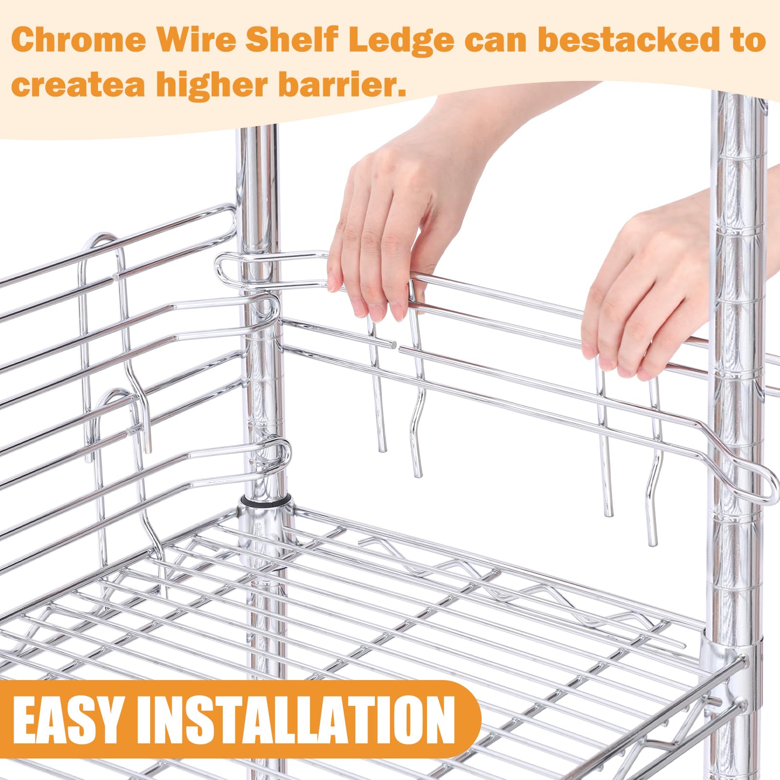 UUDULY 4 pcs Chrome Wire Shelf Ledge 14 Inch by 5 Inch Metal Side Ledge ...