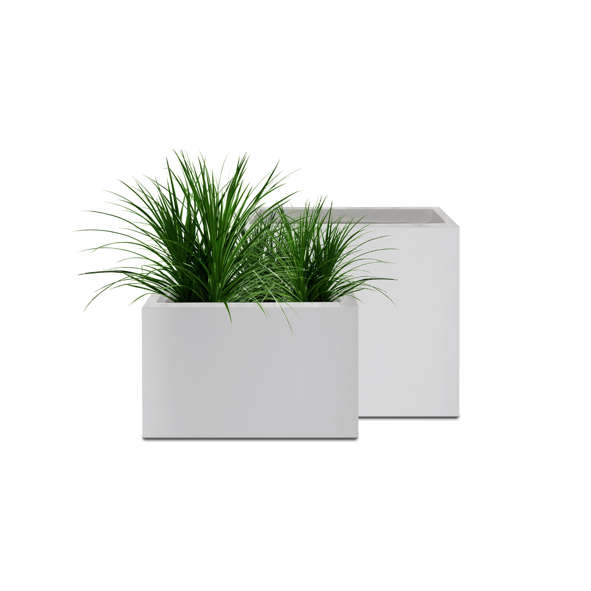 PLANTARA PA146S2-8011 2 -Pack Rectangle 23.6-in W Extra Large White Concrete Contemporary/Modern Indoor/Outdoor Planter with Drainage Holes