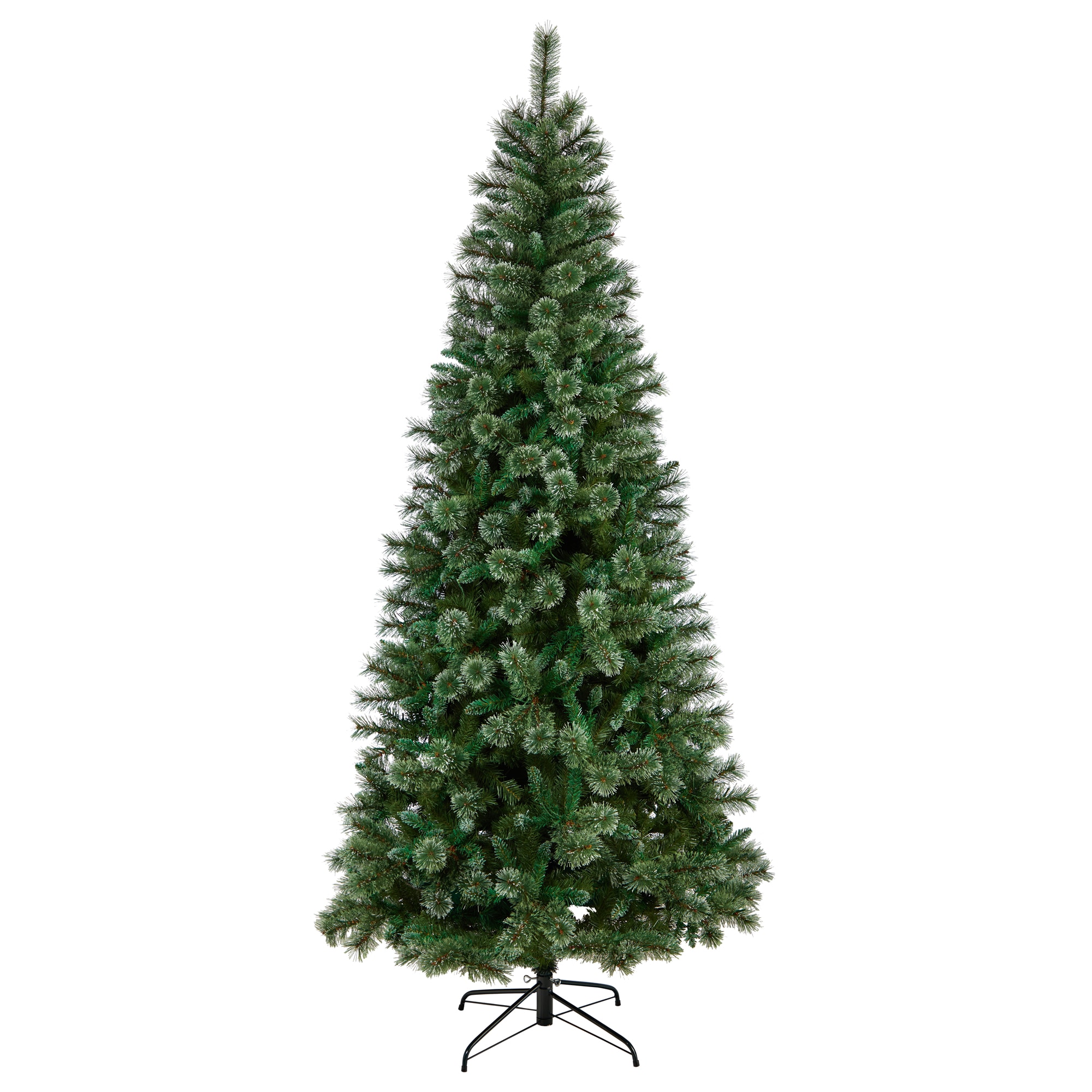 Nearly Natural 8-ft Scotch Pine Pre-lit Slim Artificial Christmas Tree ...