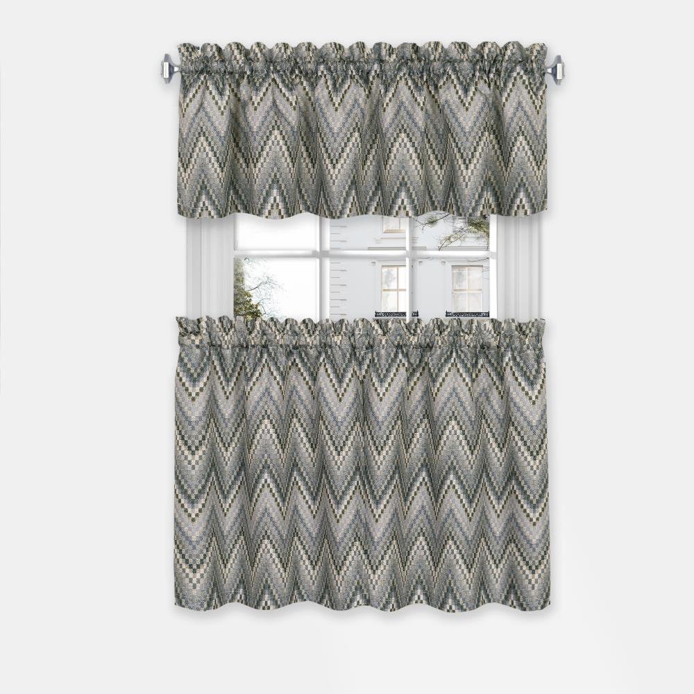 Achim AVTV24CC12 Avery 24-Inches Charcoal Polyester Rod pocket Valance and tier set