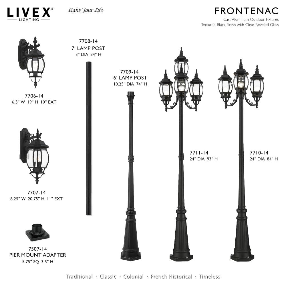 Frontenac Textured Black Outdoor Pendant Lantern with Clear Beveled Glass