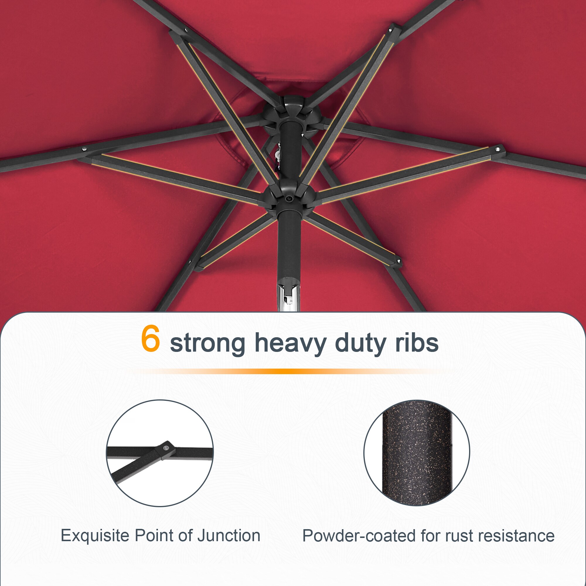Sonkuki 9-ft Steel Red Push-button Tilt Market Patio Umbrella in the ...