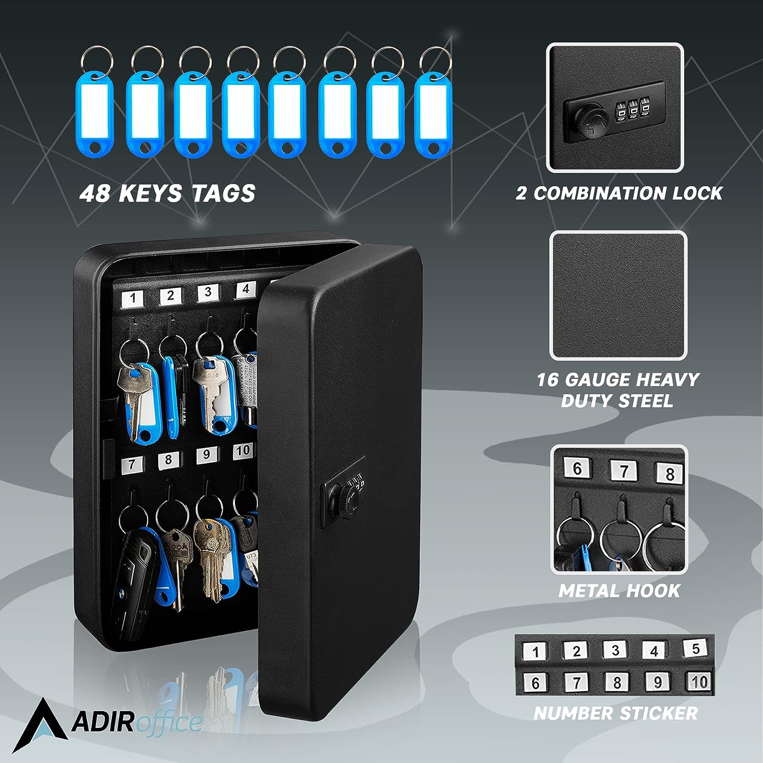 AdirOffice 682-48-BLK-2PK Key-Safes - View #8