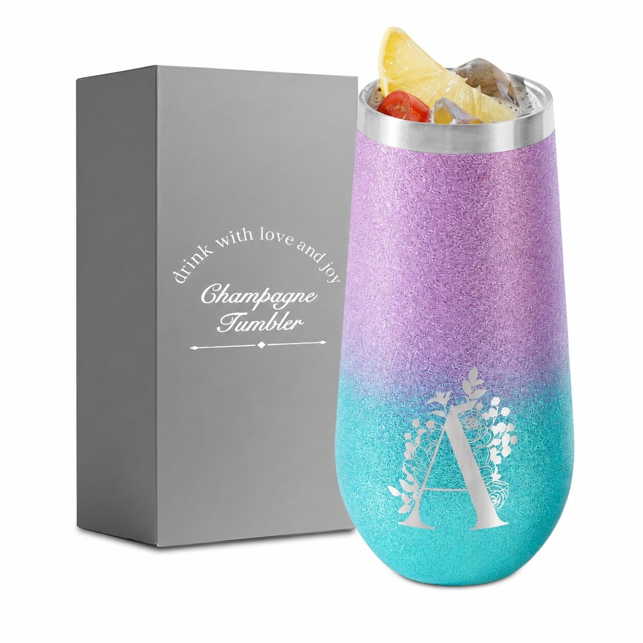 Aoibox  6 oz Champagne Tumbler for Women Insulated Double Wall 18 8 Stainless Steel Keeps Cold 9 h Hot 3 h Gift