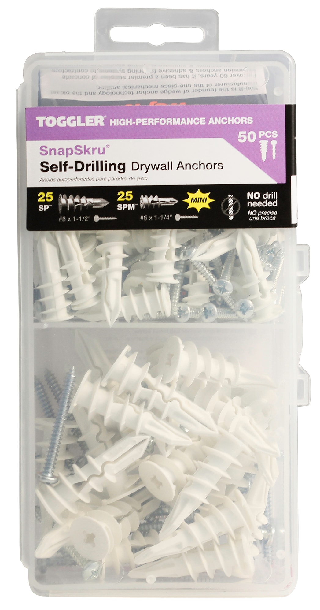 50Pcs Self Drilling Anchors Expansion Screws Kit Drywall Metal Toggle Anchors US 