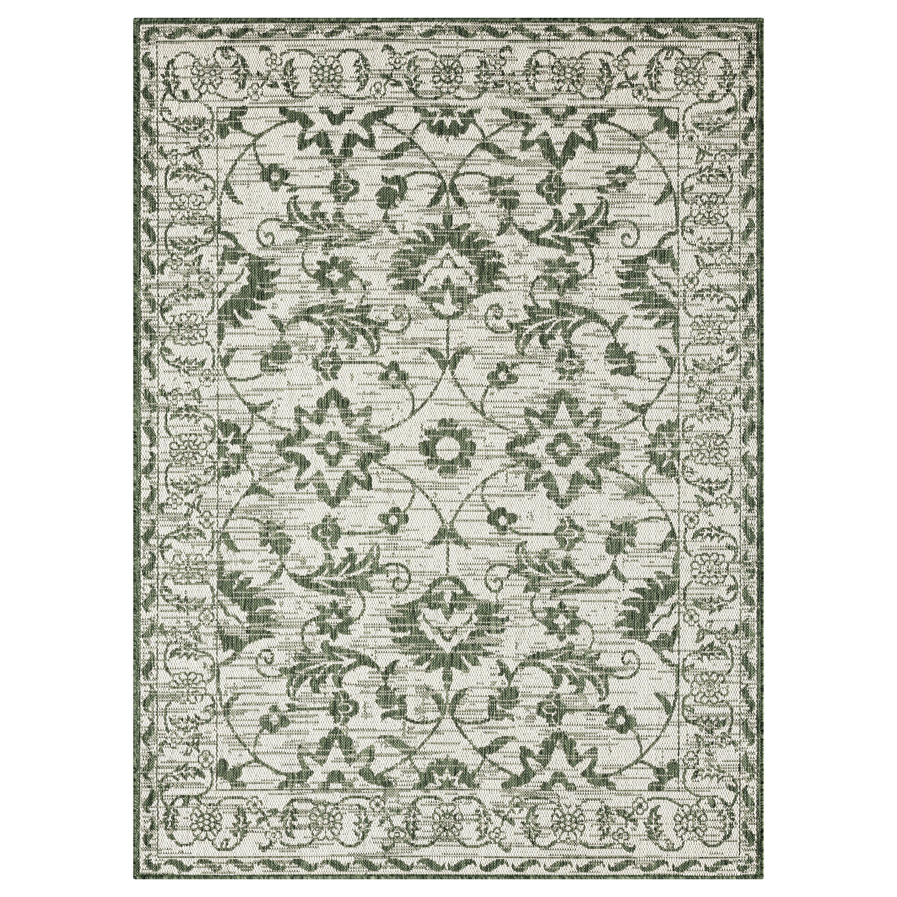 Nicole Miller 2-2770-404 5 x 7 (ft) Loomed Polypropylene Light Green Rectangular Indoor/Outdoor Floral/Botanical Area rug