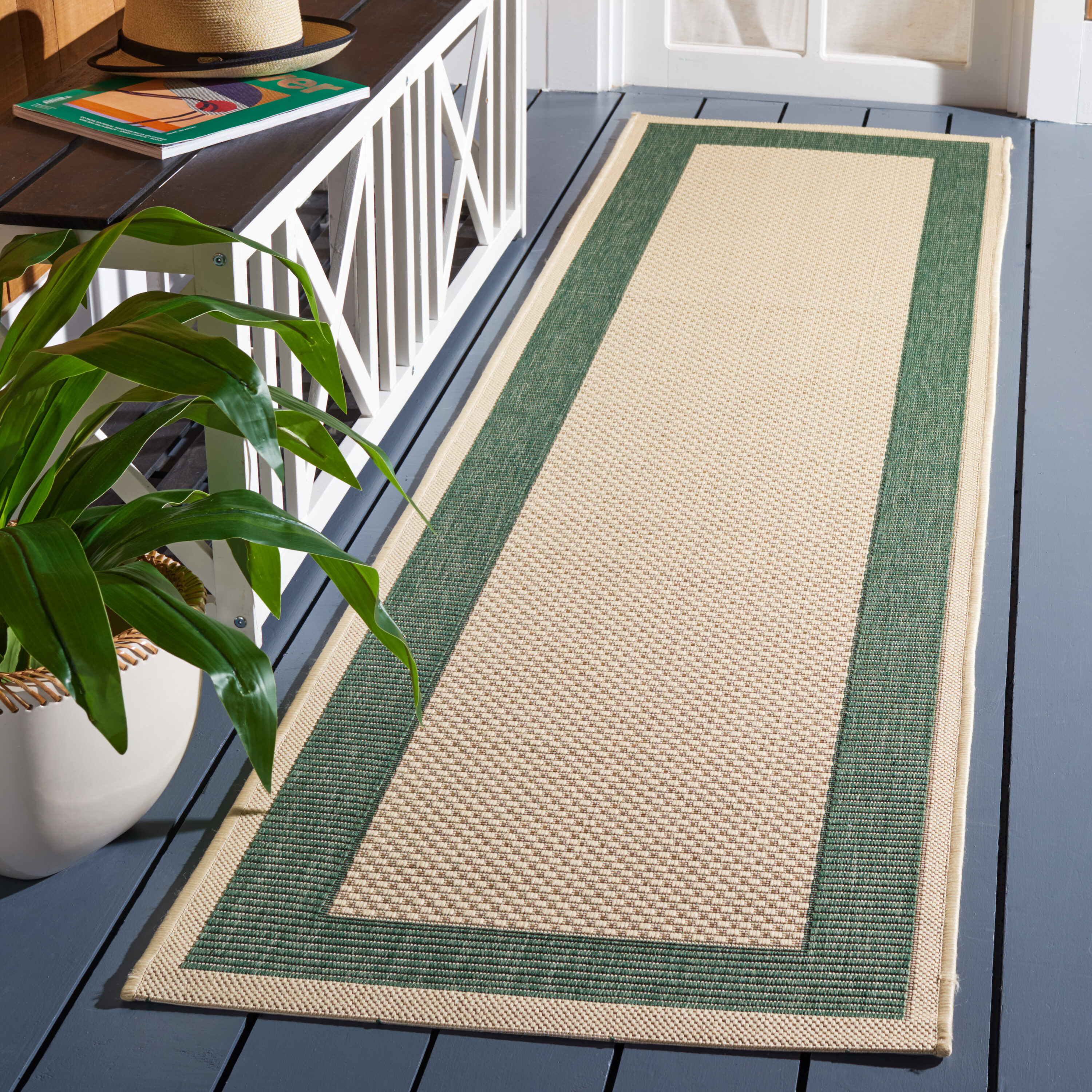 Safavieh - Courtyard Cy7987-32212 Beige D. Green 2 x 12 Rectangular Runner rug