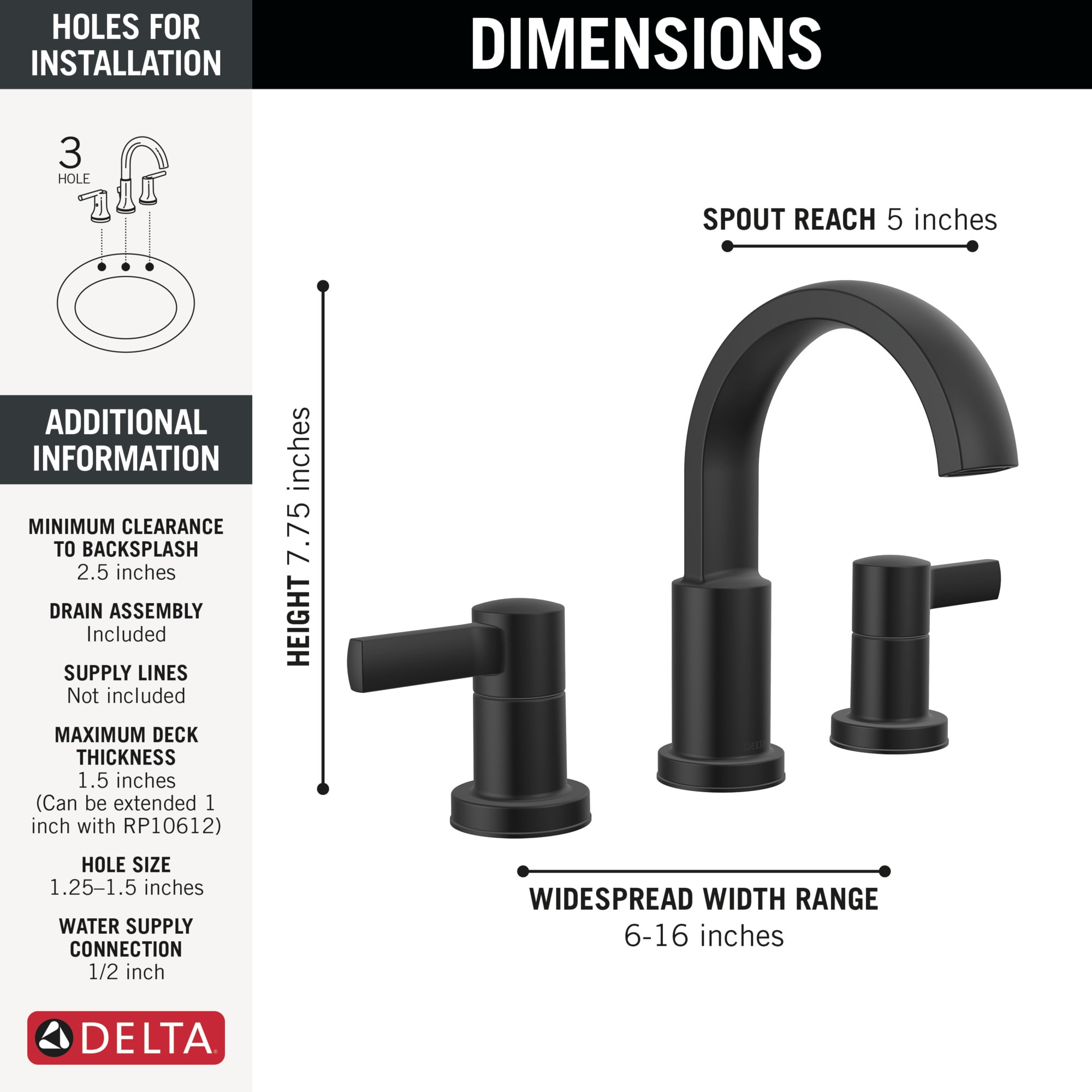 Delta 35855LF-BL Lavatory-Faucets - View #3