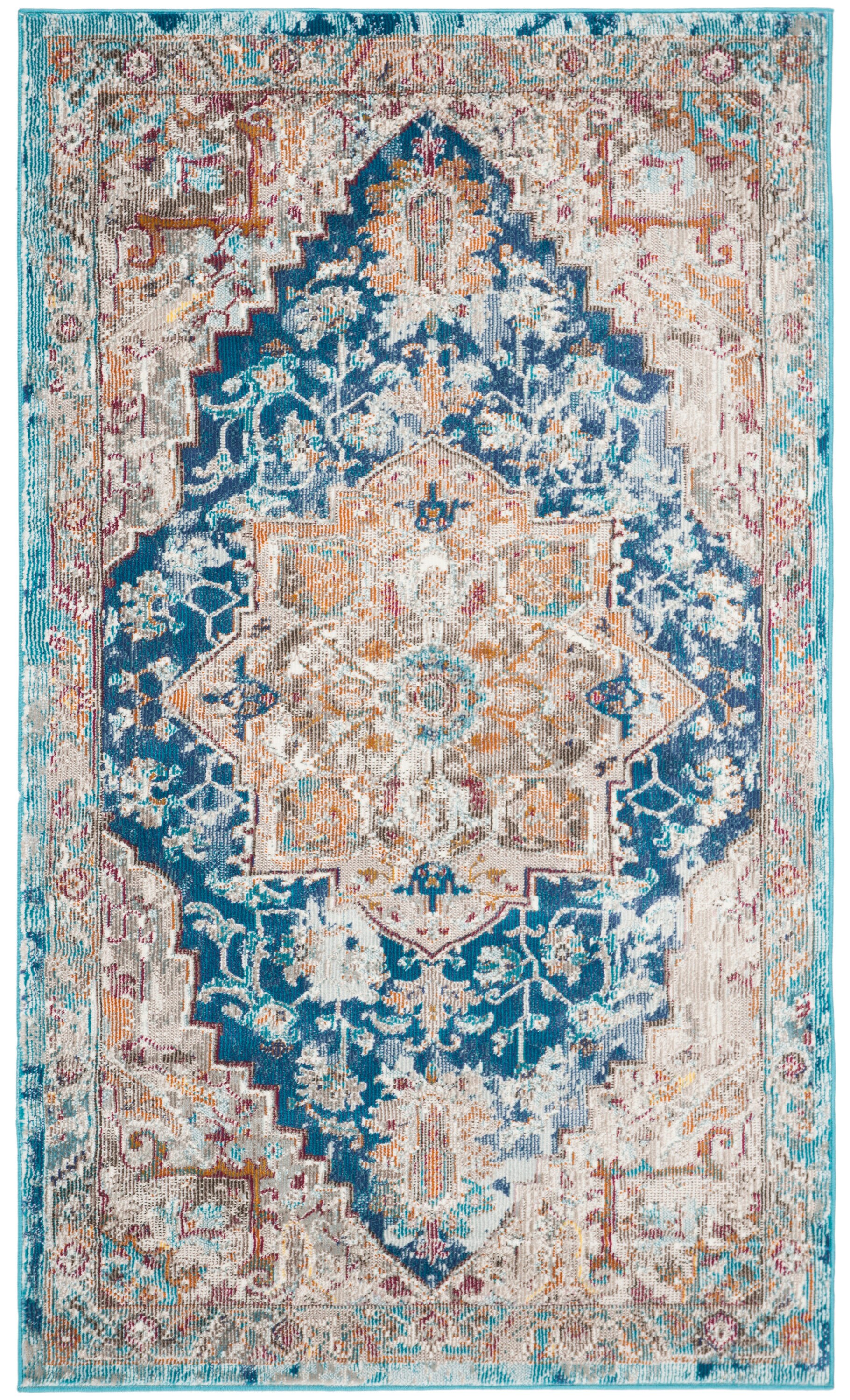 Safavieh ARA119B-3 Aria Rionach 3 x 5 (ft) Loomed Polypropylene Blue/Beige Rectangular Indoor Floral/Botanical Bohemian/Eclectic Throw rug