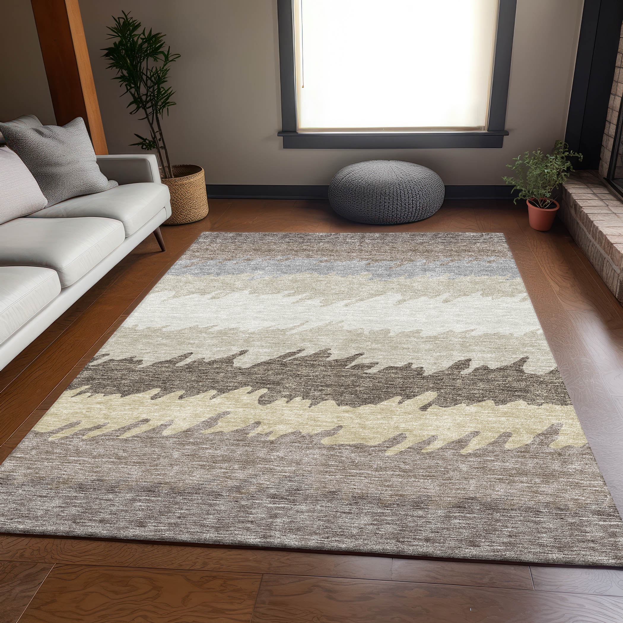 Addison Rugs ACN736TP5X8 Chantille ACN736TP 5 x 7 (ft) Polyester Taupe Rectangular Indoor/Outdoor Geometric Machine washable Area rug