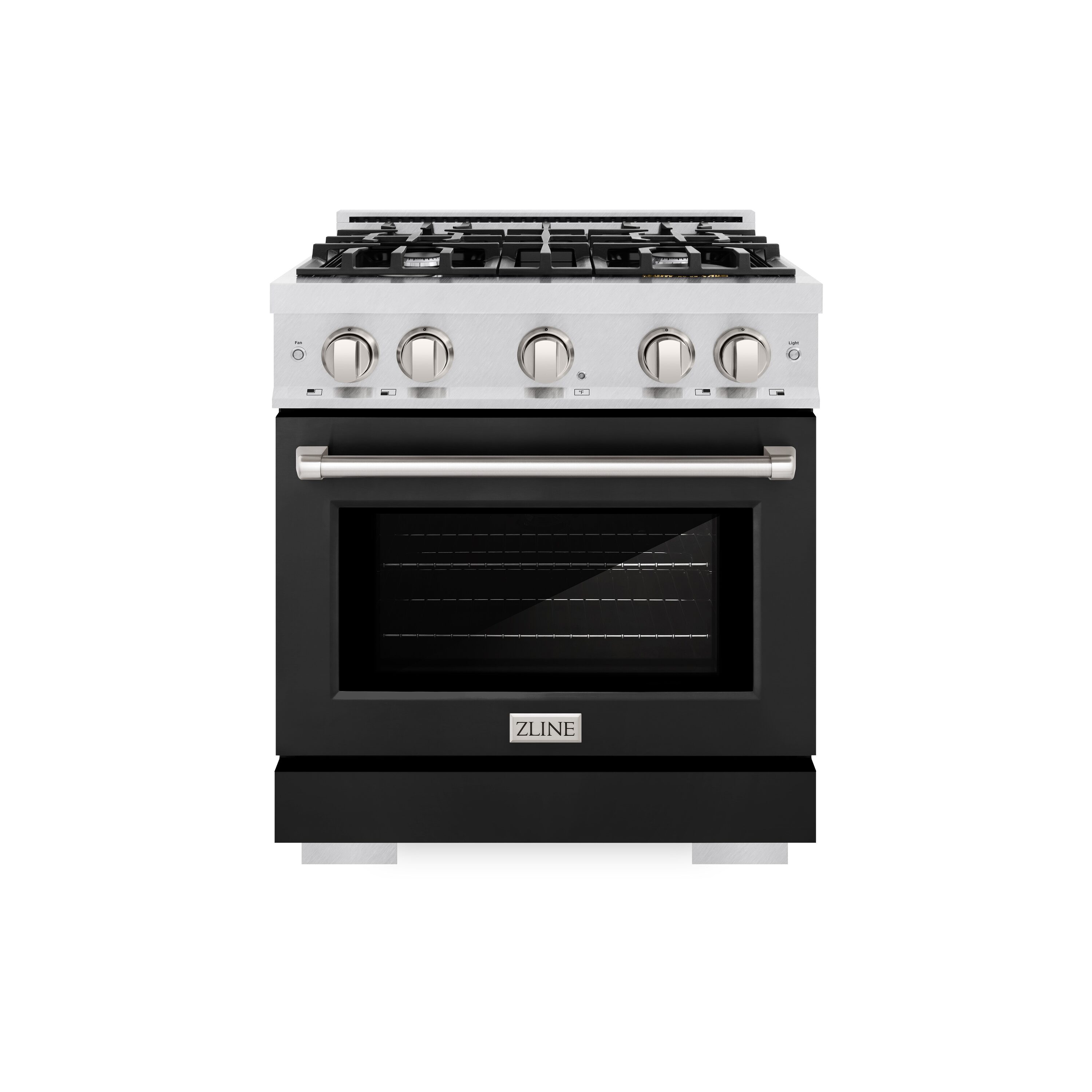 ZLINE KITCHEN & BATH HDRS-BLM-30 Select 30-in Standard 4 burners Convection Oven Freestanding Dual Fuel Range ( Satin Stainless Steel, Black Matte Door )