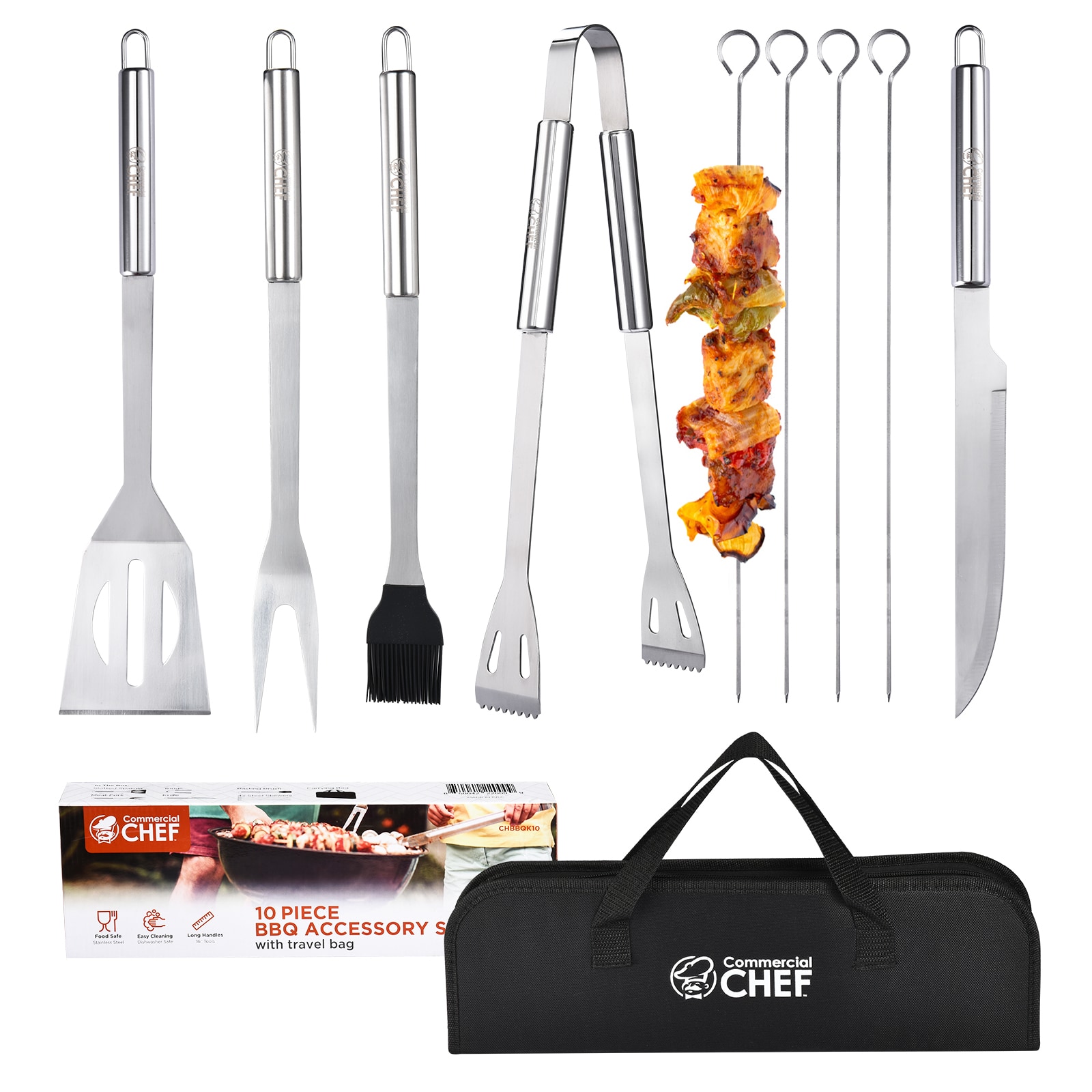 Commercial Chef 25 Piece Stainless Steel BBQ Grill Set - BBQ Accessories -  Gifts for Him & Reviews