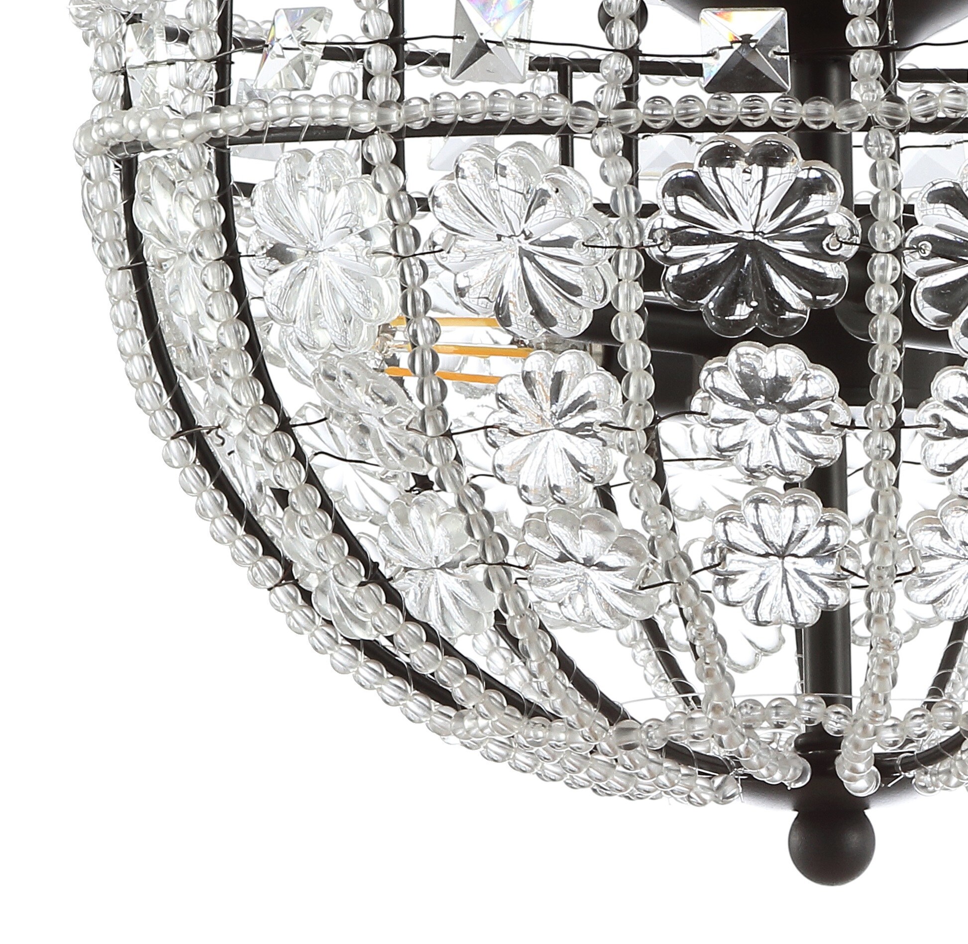 Billie 12" Black Crystal Flower LED Semi-Flush Mount