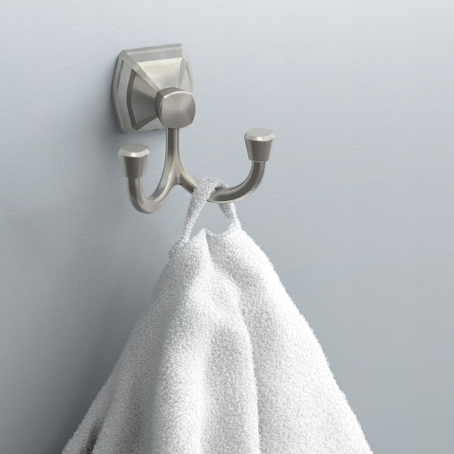 Delta Flynn Brushed Nickel Double-Hook Wall Mount Towel Hook in the Towel  Hooks department at