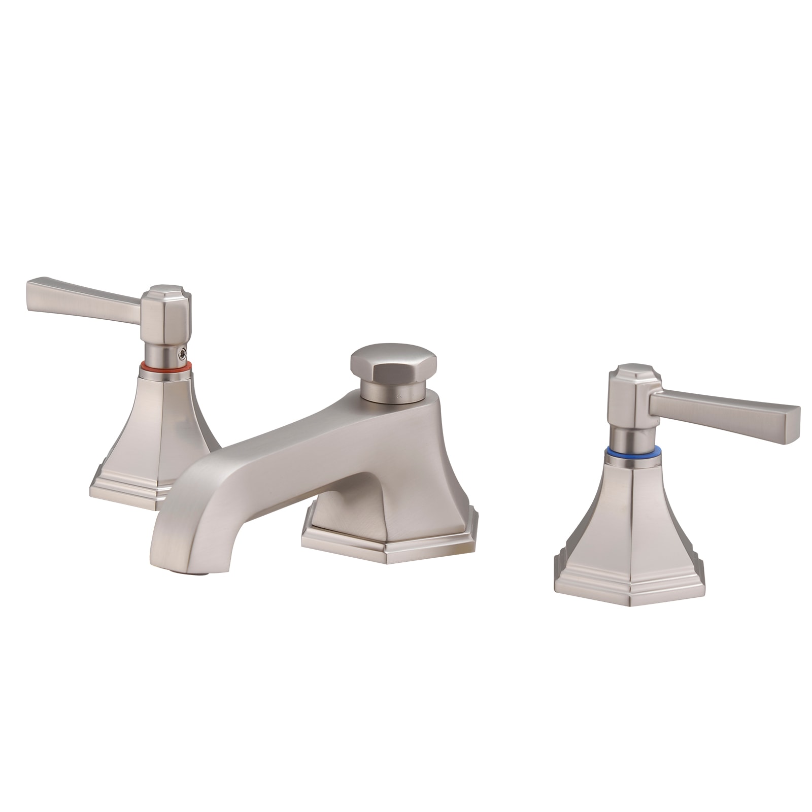 BWE A-916461-N Brushed Nickel Widespread 2-handle WaterSense Low-arc Commercial/Residential Handle Bathroom Sink Faucet with Drain with Deck Plate
