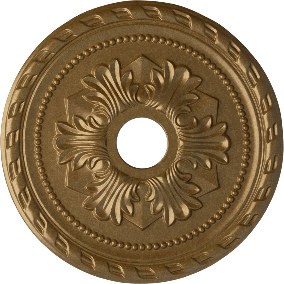 Ekena Millwork CM20PMPAS Palmetto 20.875-in W x 20.875-in L Painted Pale Gold Polyurethane Whole Ceiling Medallion