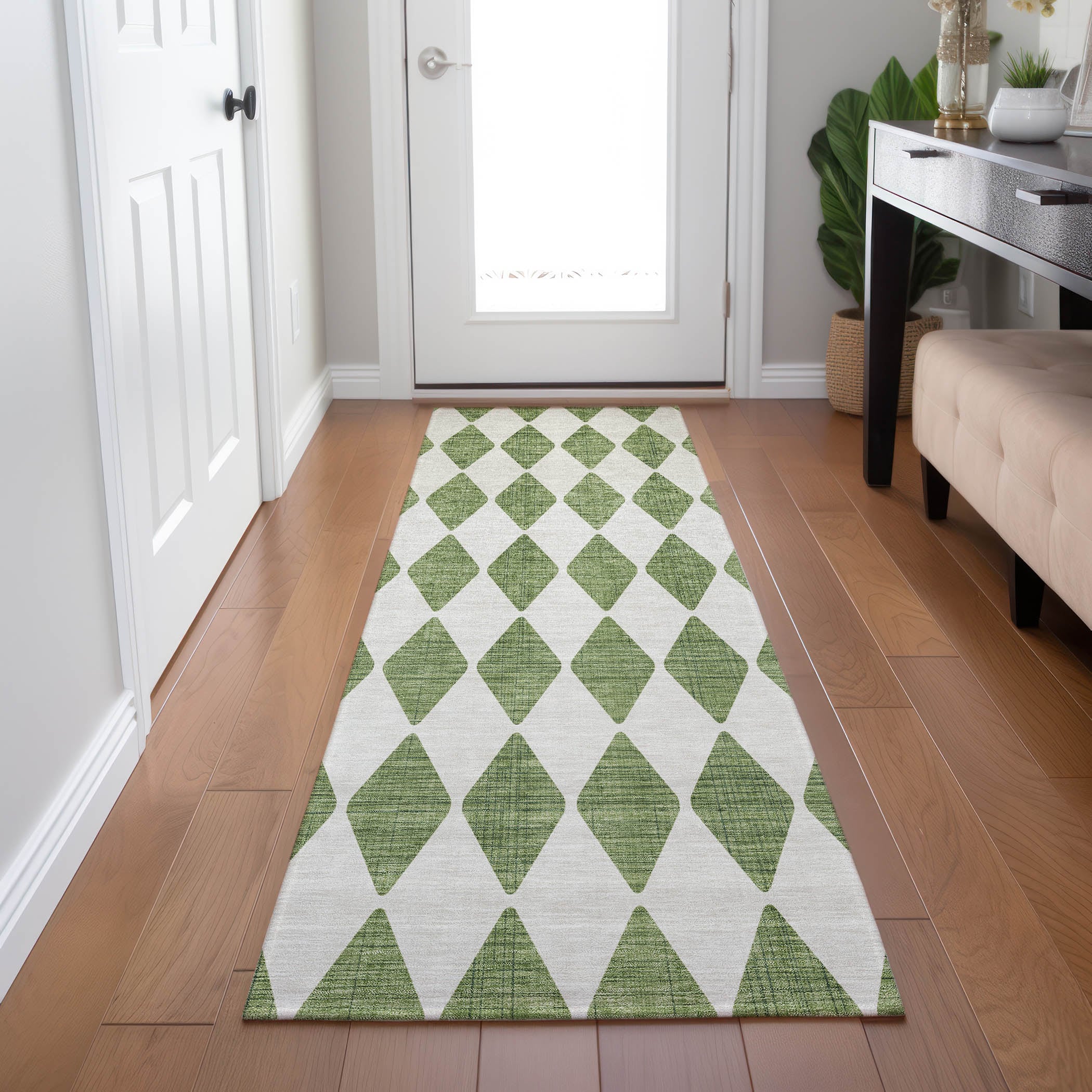 Addison Rugs ACN578GE2X8 Chantille ACN578GE 2 x 7 (ft) Polyester Green Rectangular Indoor/Outdoor Geometric Machine washable Area rug