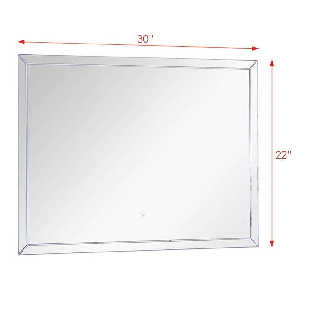 Transolid Finn 29.53-in X 21.65-in Lighted Silver Frameless Bathroom 