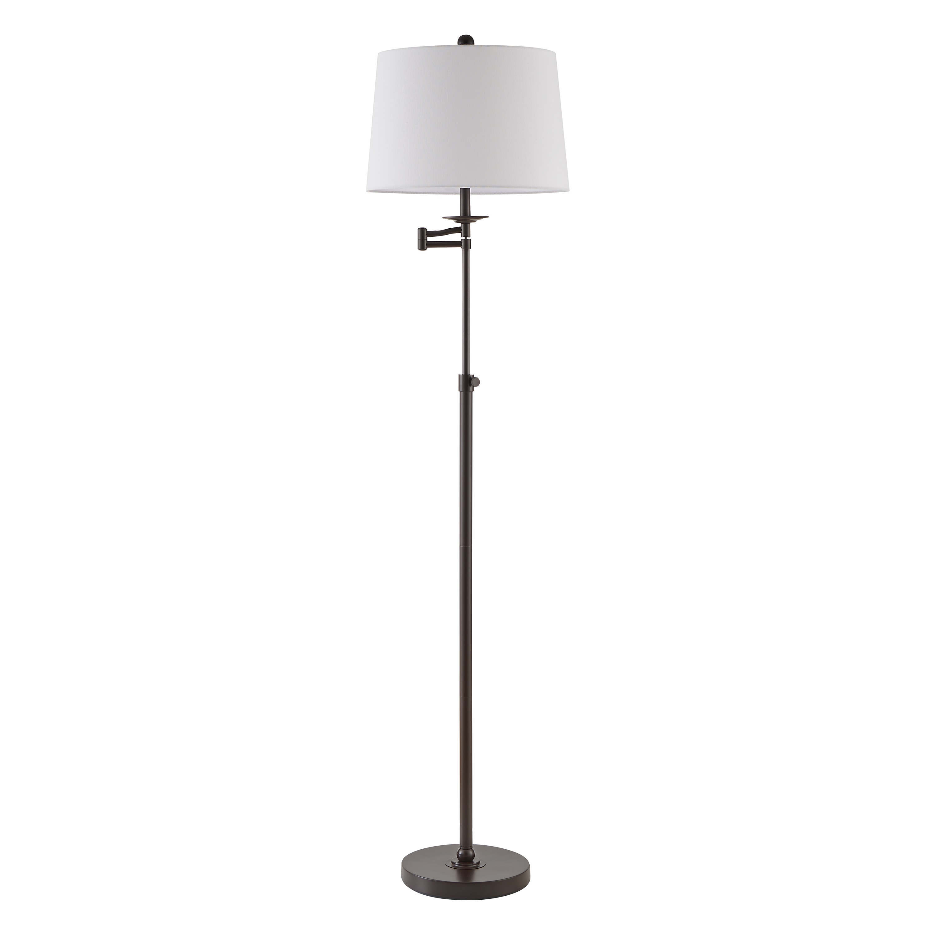 KAWOTI 21399 64.5-in Bronze Swing-arm Floor Lamp with Linen Shade