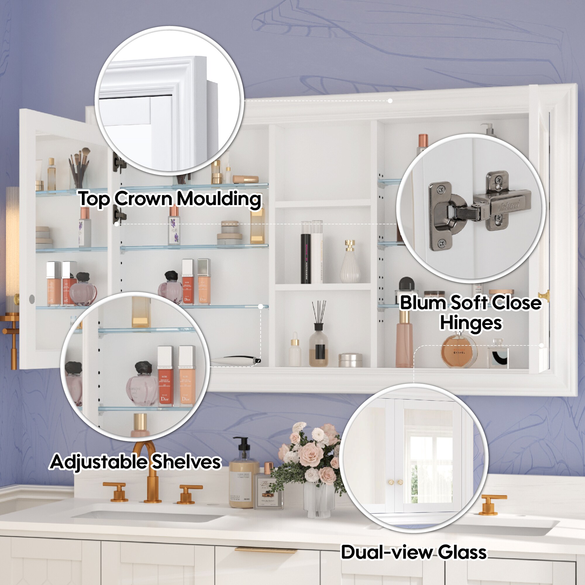 CALVON ZUBF-WT5532 Bathroom-Medicine-Cabinets - View #4