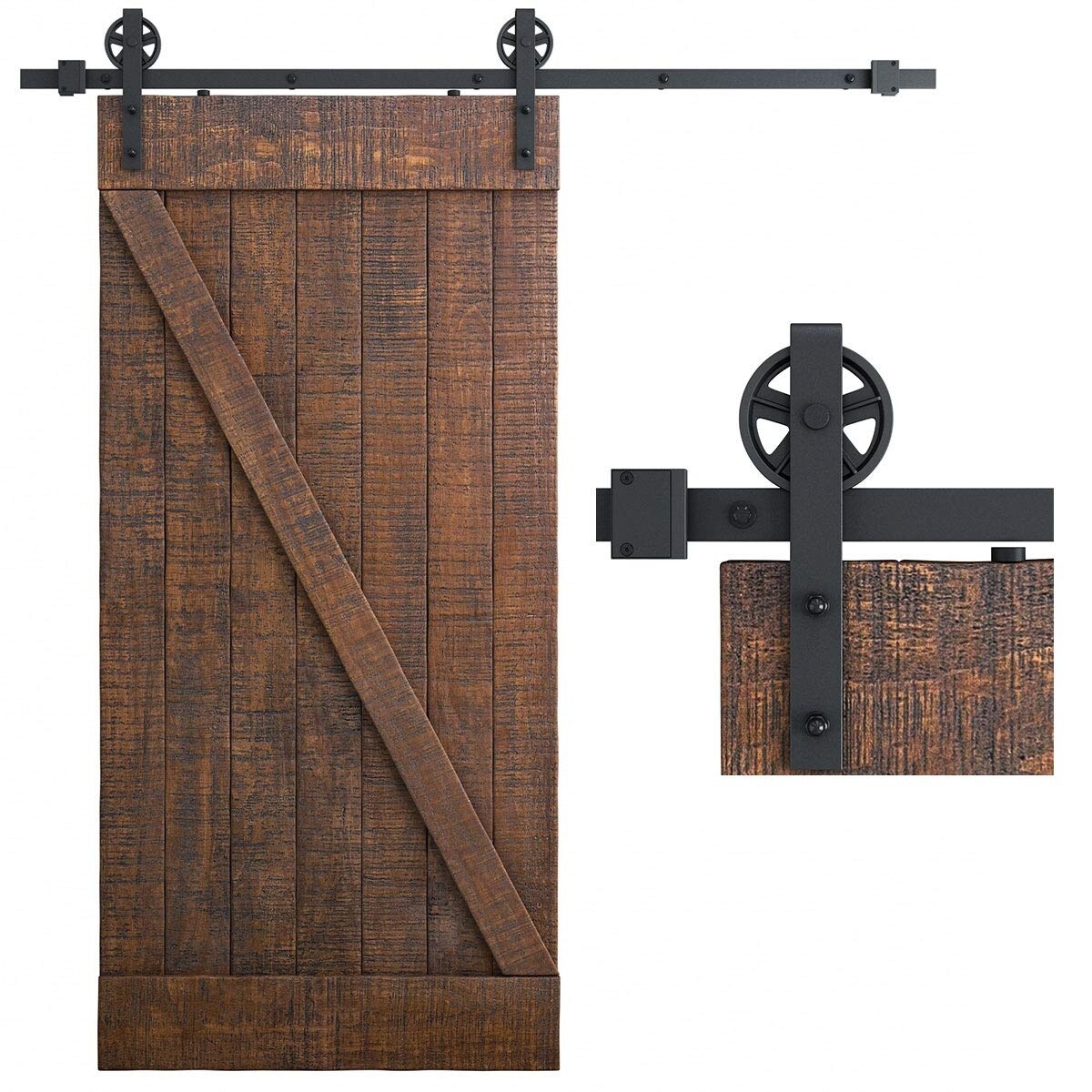 Phyfalip 6.6 ft Sliding Barn Door Hardware Kit Black Steel Fits 36 to 40 Inch Wide Doors Supports Up to 220 lb Includes Track and Hardware 1 Kit #LPF0502Q20