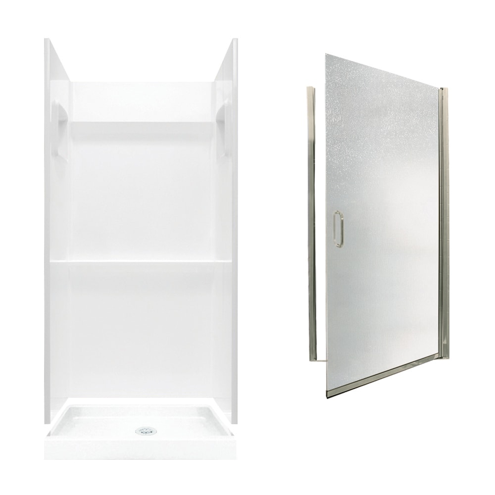 SWAN SVP3232010-M28570NR Veritek 5 -Piece 32-in W x 32-in L x 73-in H Square Alcove shower kit ( Center Drain) Base, Wall, Door and Drain Included Brushed nickel Hardware Included