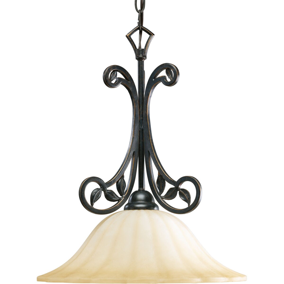 Progress Lighting P5122-84 Le Jardin Espresso Transitional Textured Glass Bell Pendant Light